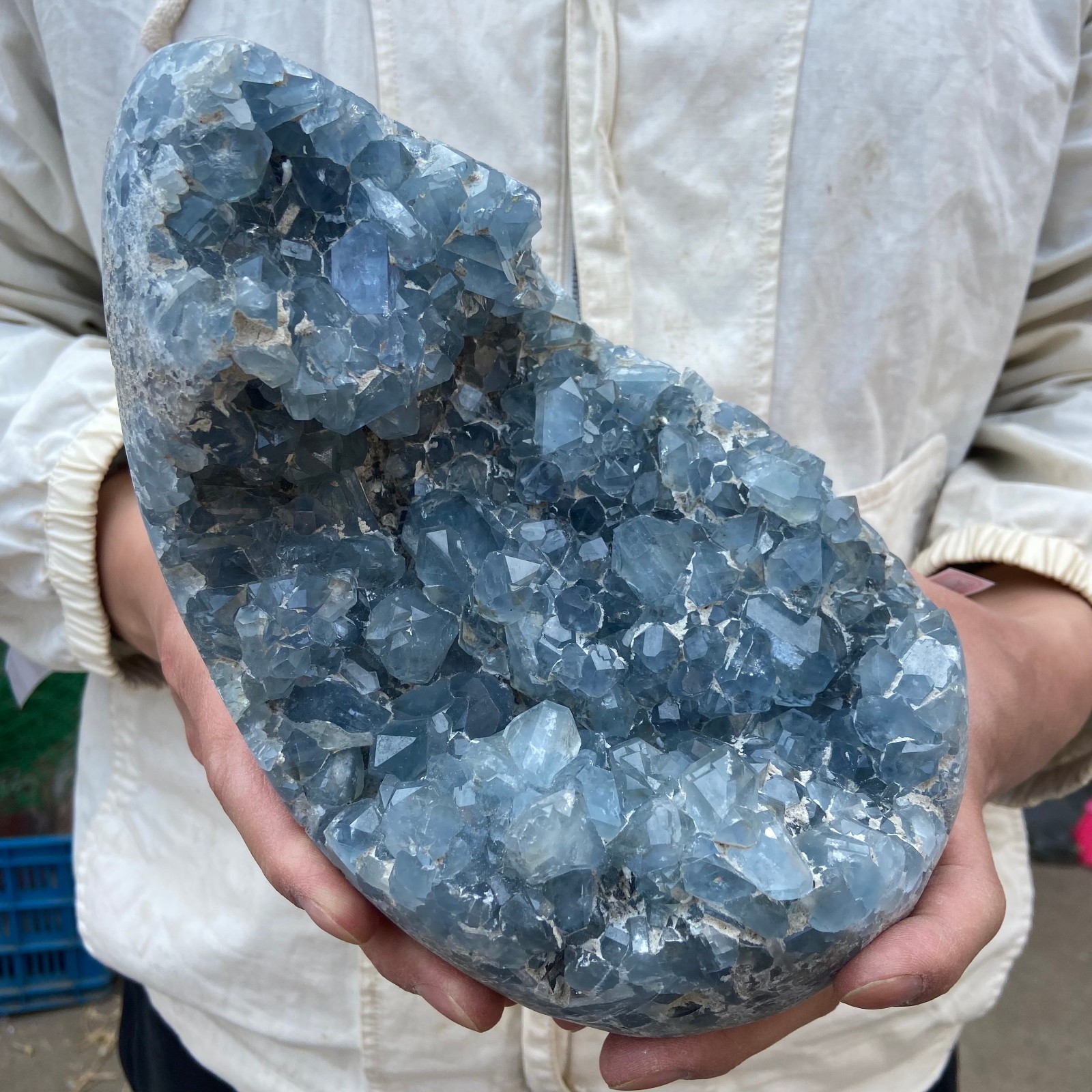 10.3LB Natural Blue Celestite Geode Quartz Crystal Mineral Specimen Healing