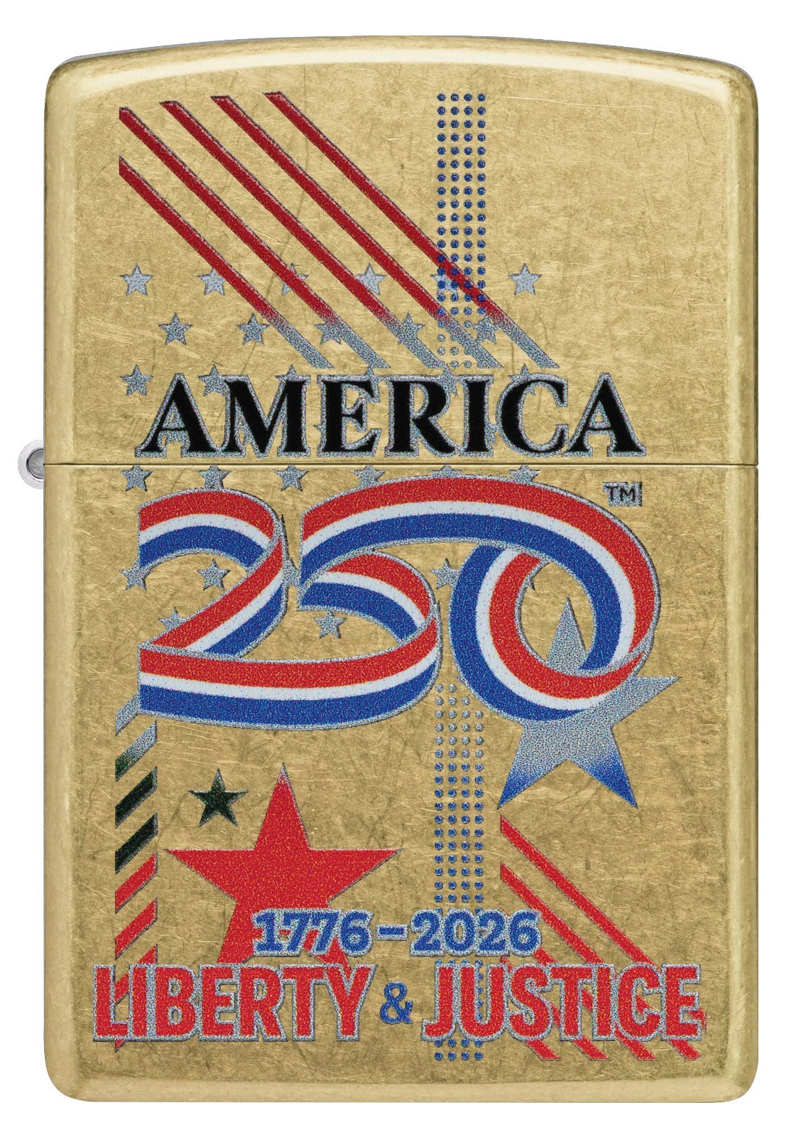 Zippo 47287, USA 250th Anniversary 1776-2026 Street Brass Finish Lighter