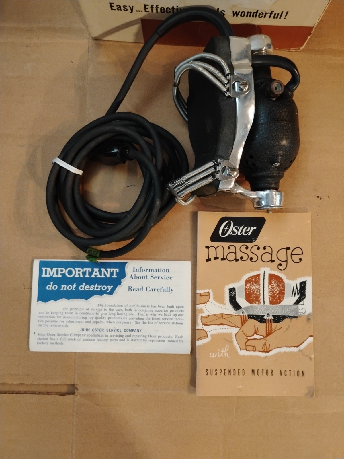 OSTER STIM-U-LAX Junior Electric Massager Instrument Model M-4 WORKING Vtg Atq