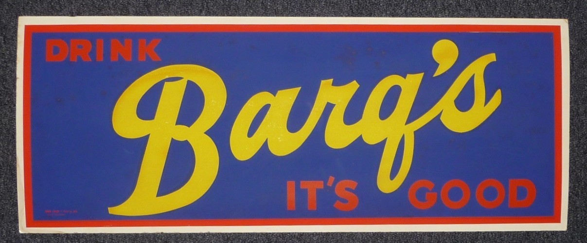 LOWEST PRICE Barq’s Root Beer Trolley/Bus Large 28″Cardboard Sign Barqs 1950’s