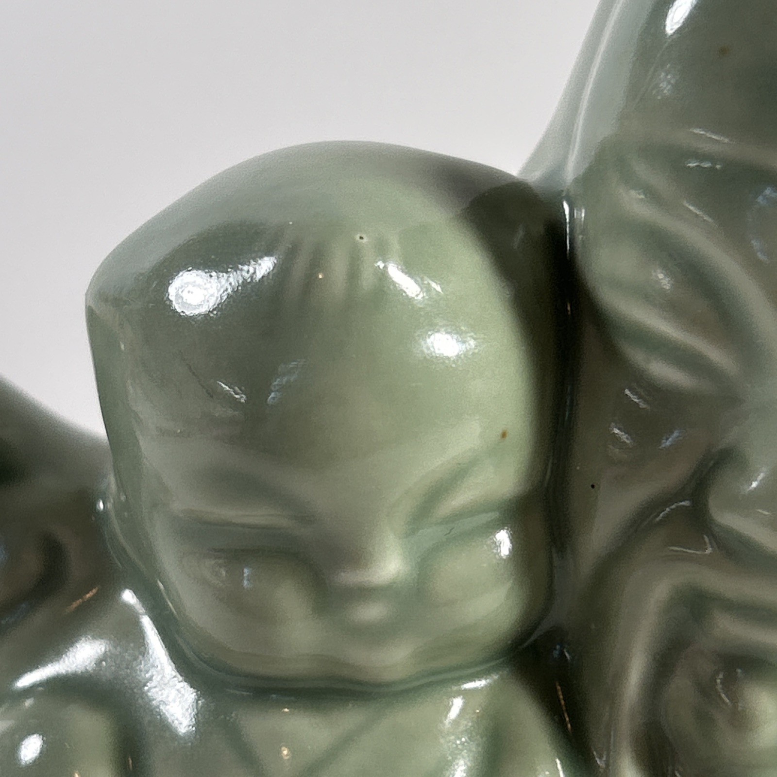 Celadon Style Green, Ceramic God Holding A Baby Teapot, Chinese 5“ X 3 1/2 “