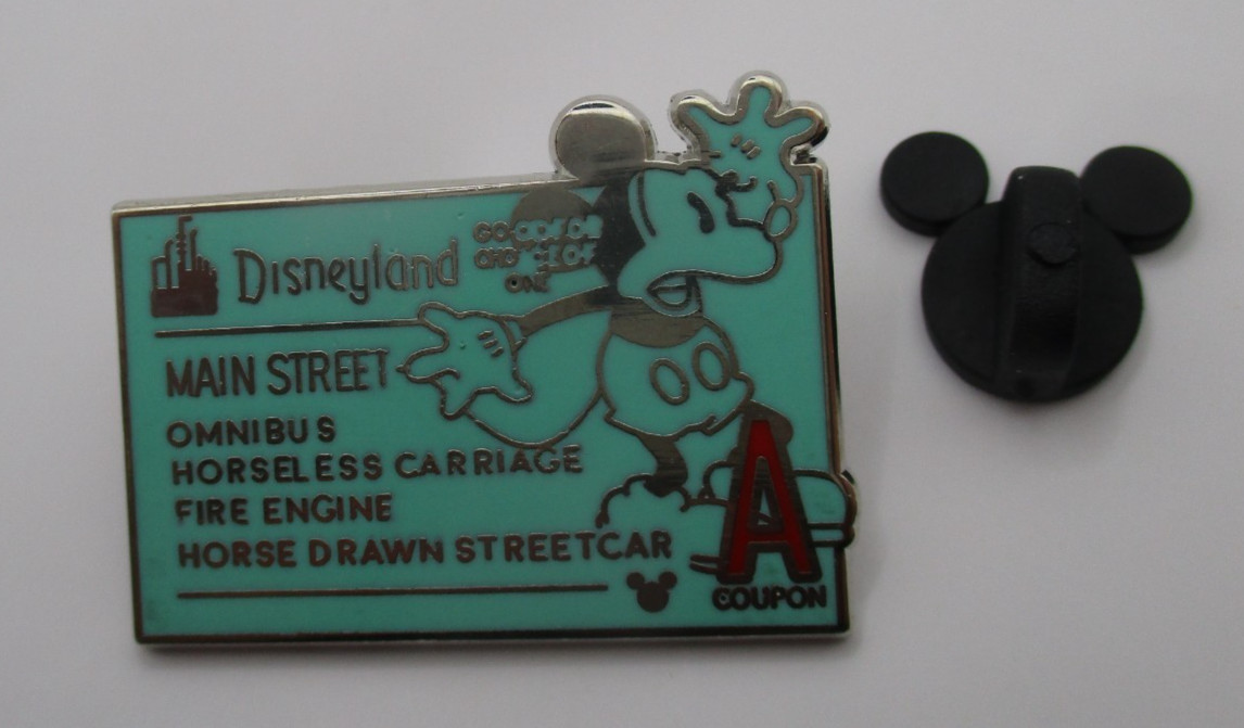 Disney Pin Disneyland Main Street Ticket Coupon A Hidden Mickey