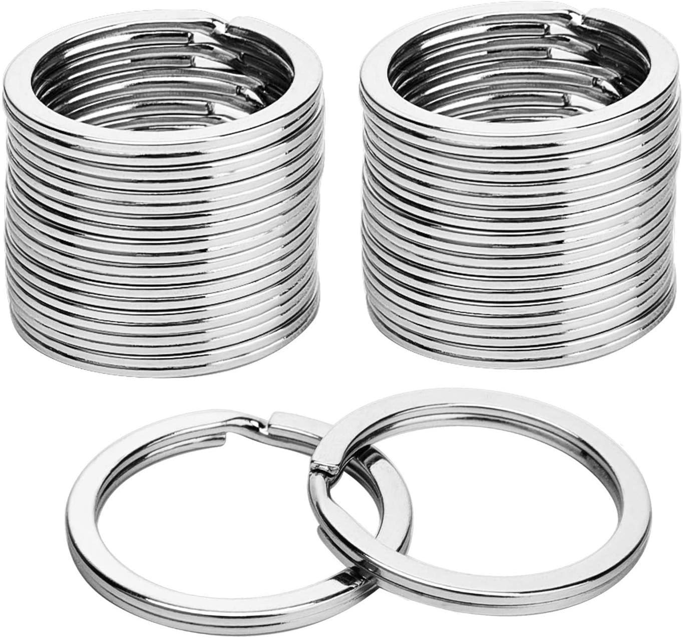 KINGFOREST 100-Pack 1.2 Inch Metal Key Rings (30mm) – Silver Split Keychain Ring