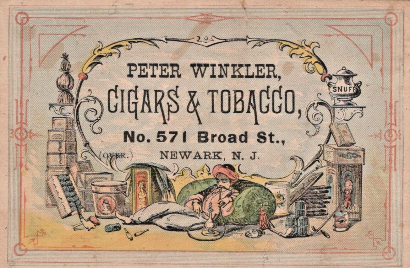 Newark NJ Peter Winkler Cigars & Tobacco Calling Card Advertising A5B