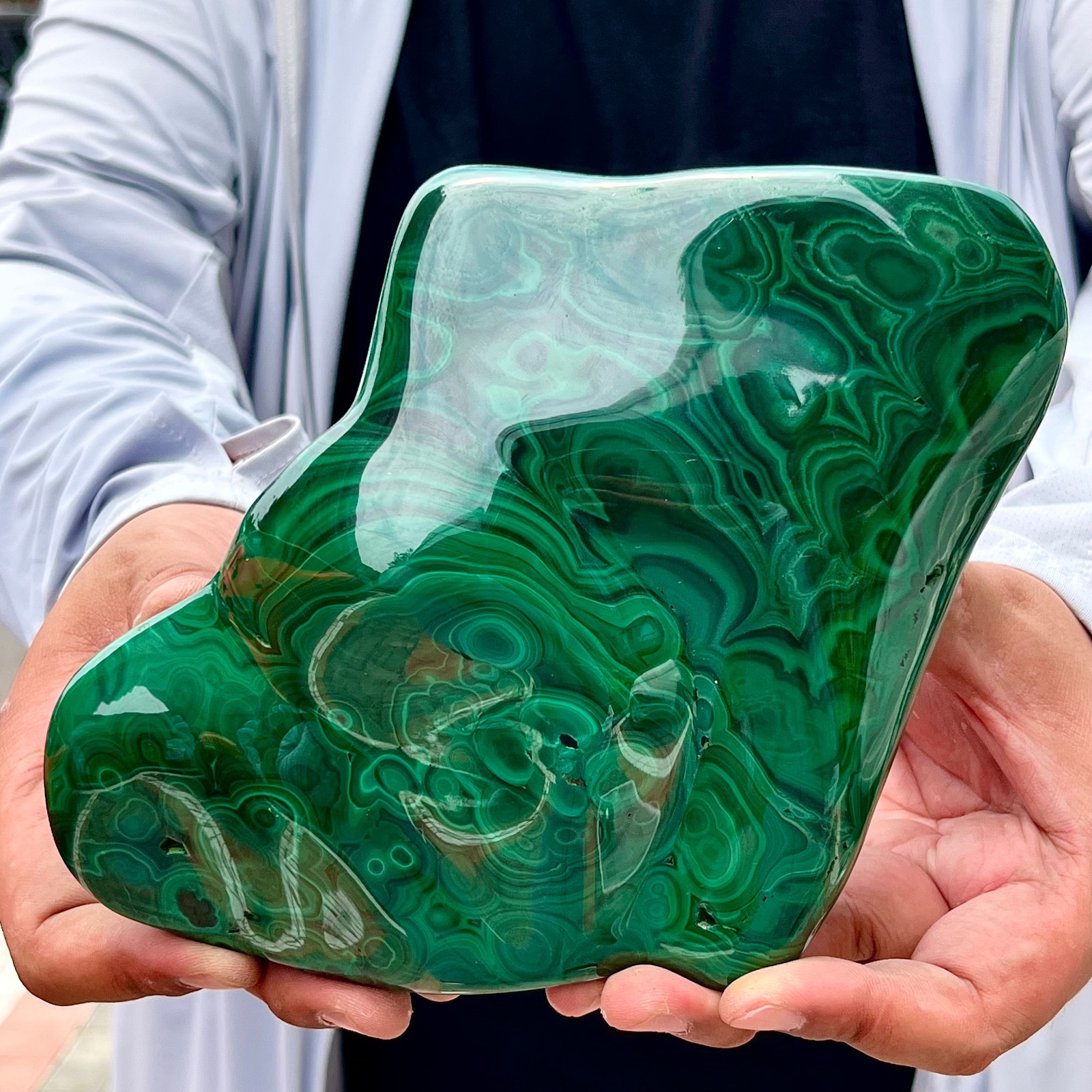 3.41LB Natural glossy Malachite transparent cluster rough mineral sample