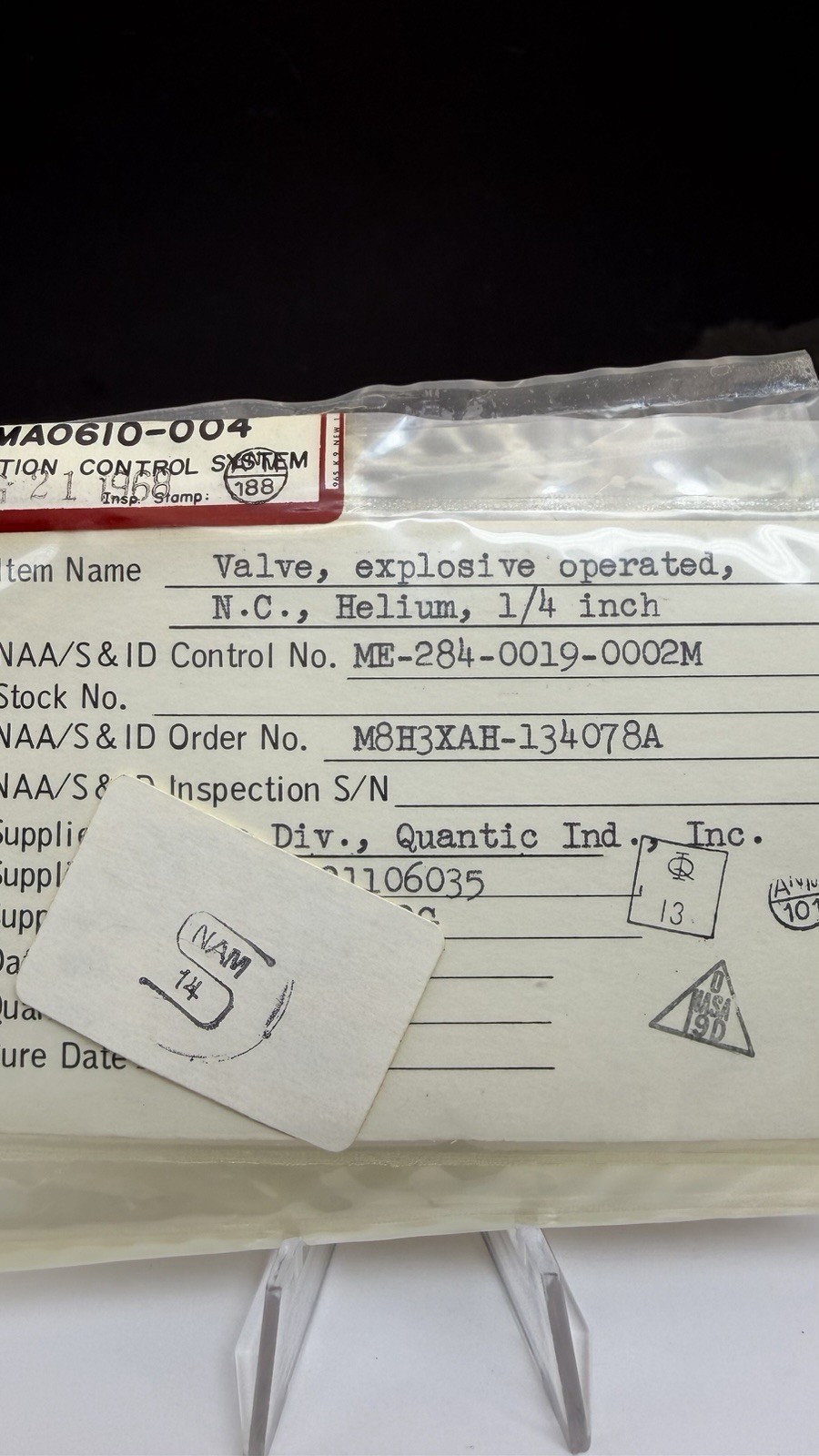 Apollo Era Saturn V J-2 Rocketdyne Vent Relief Valve NASA Rocket Part