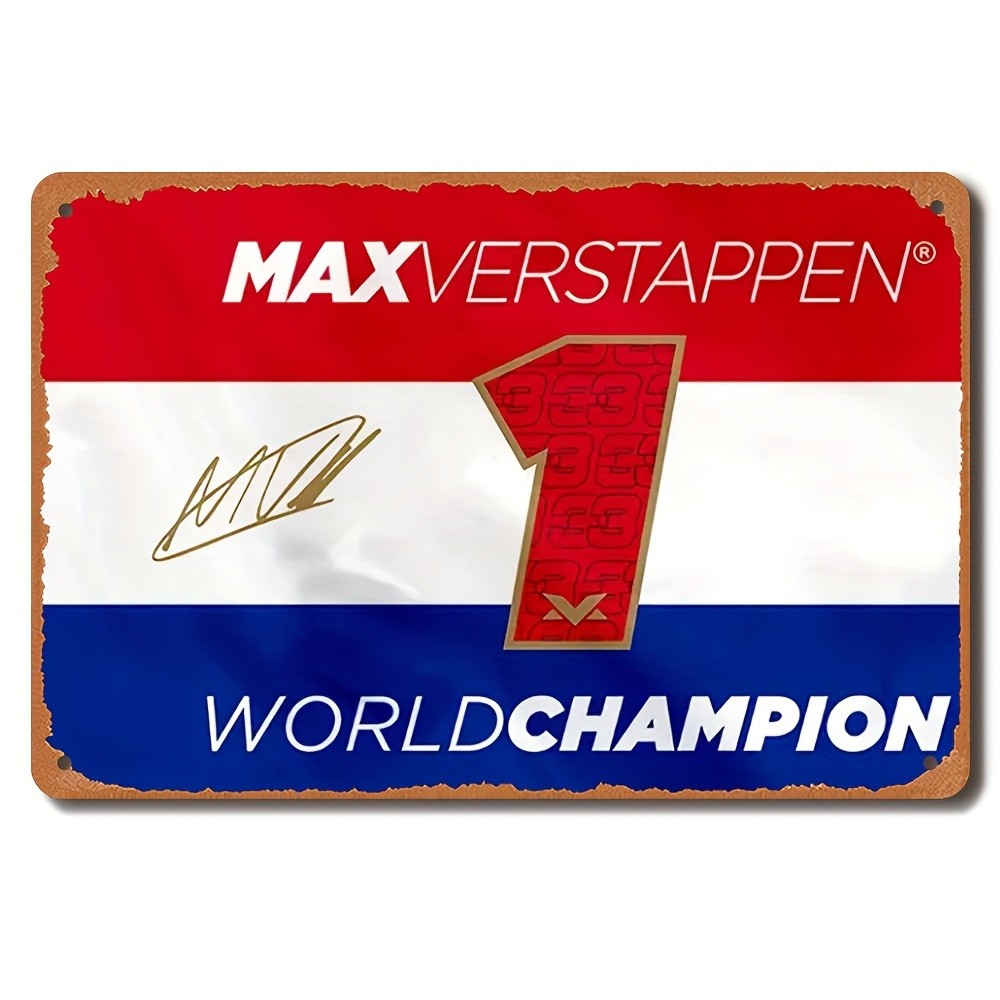 Max Verstappen World Champion Vintage Tin Metal Signs Home Décor 8×12, Weather-R