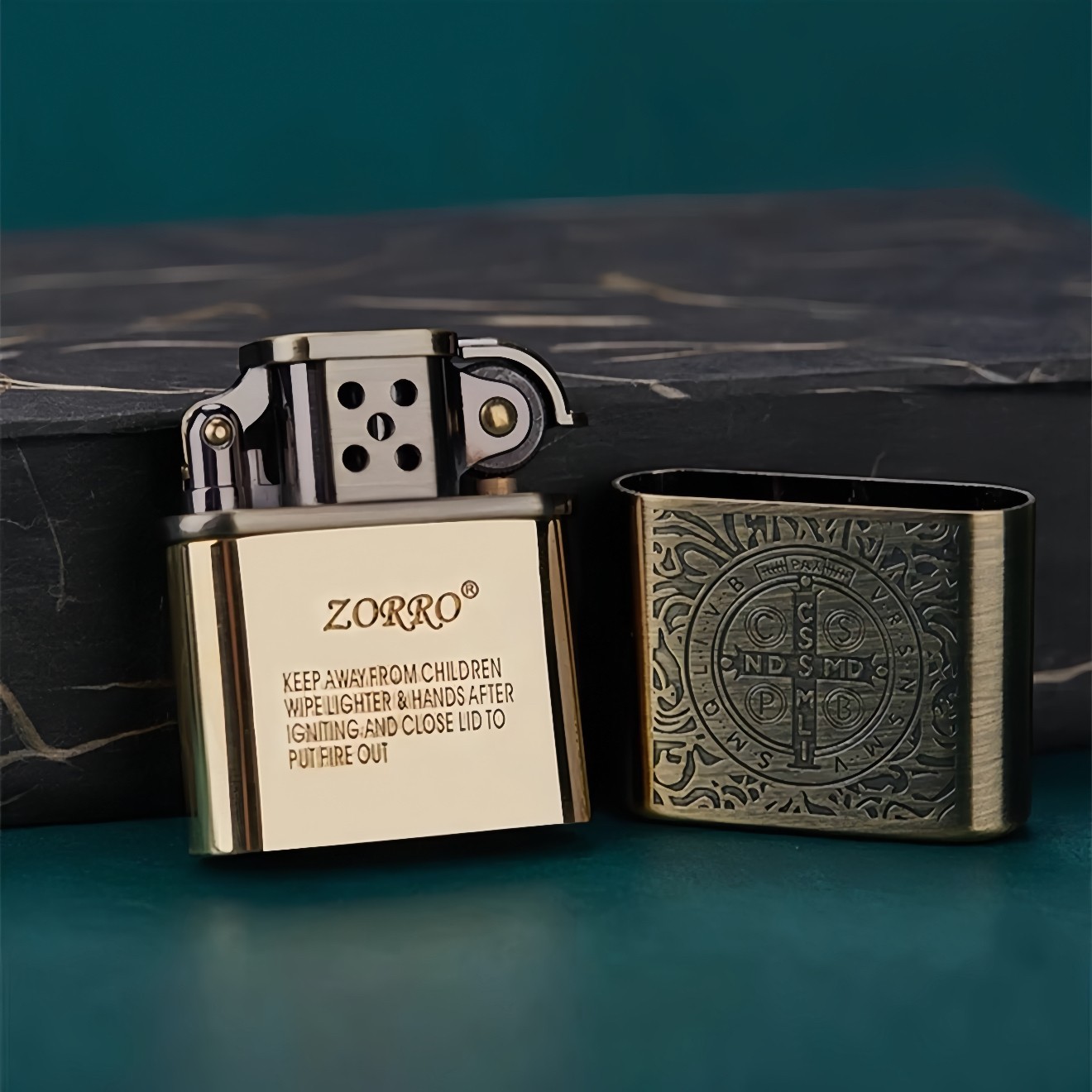 ZORRO 506 Constantine Vintage Brass Windproof Flint Wheel Kerosene Lighter