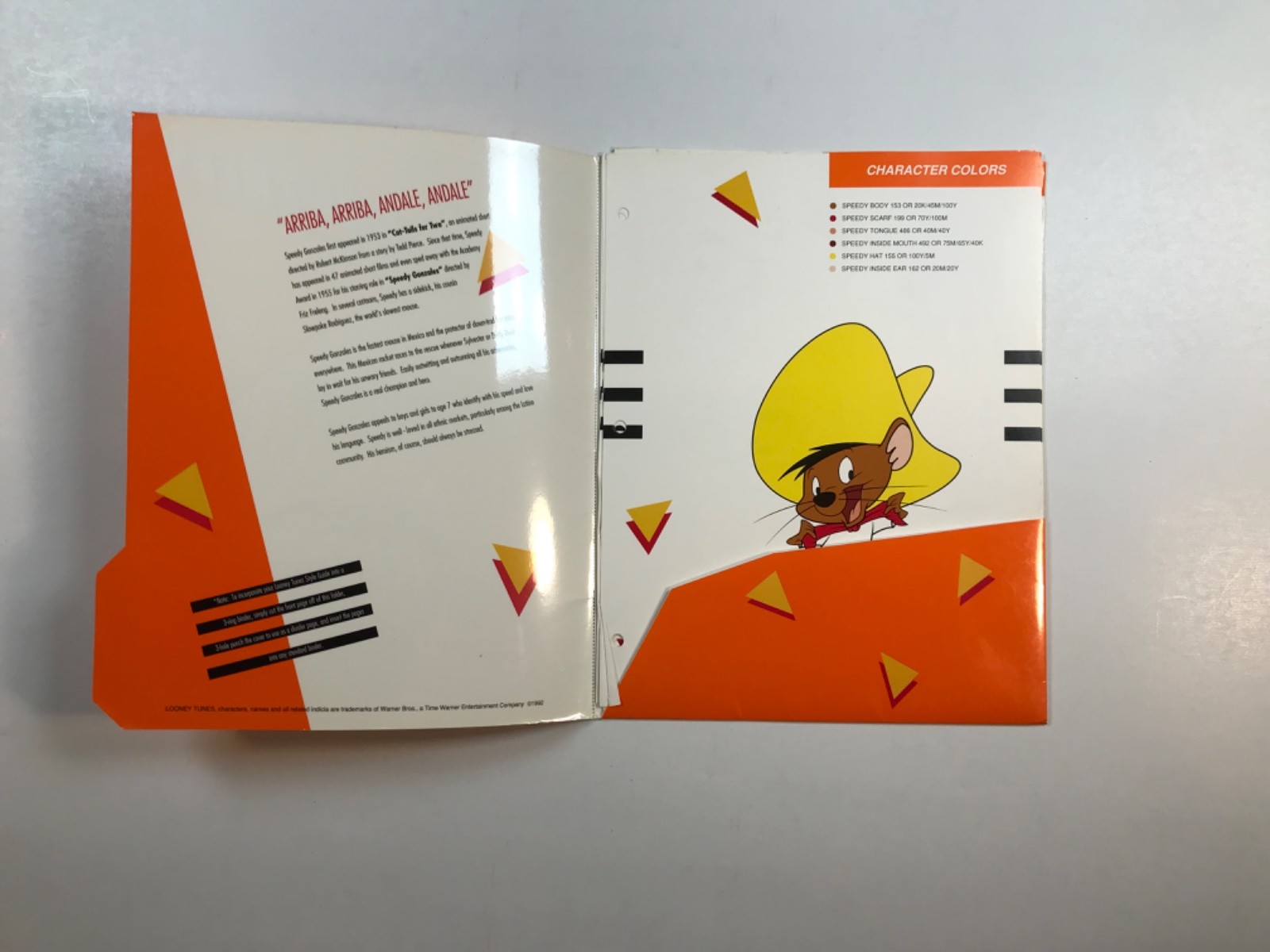 ANIMATION SPEEDY GONZALES STYLE GUIDES 1992 COMPLETE 10 PAGES + FOLDER