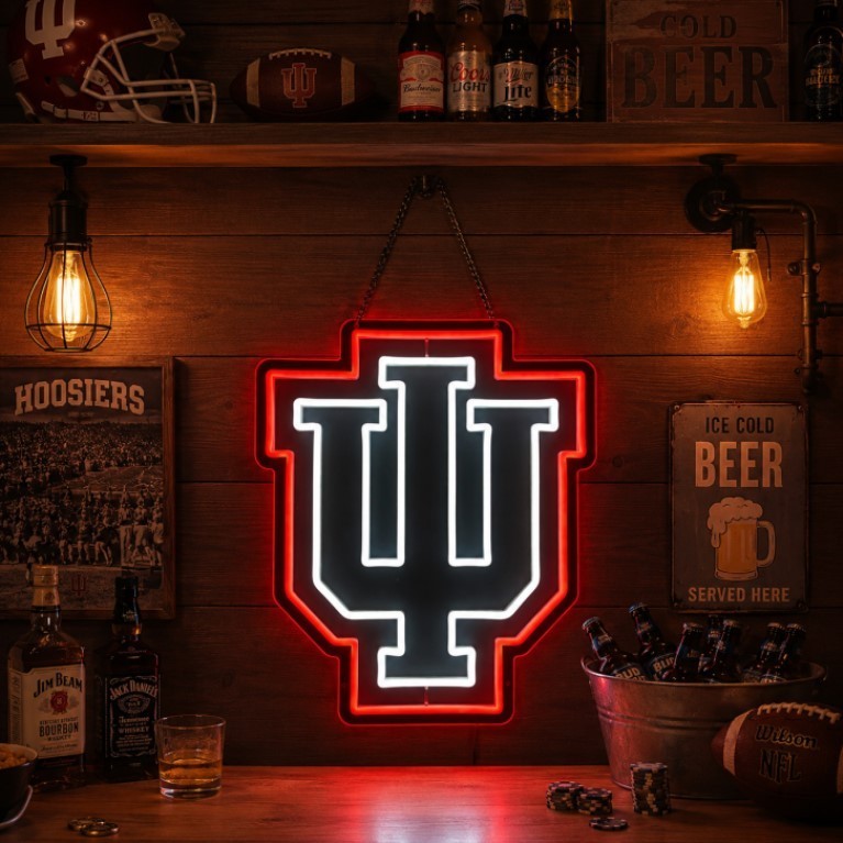 16″x13″ Indiana University Gift LED Neon Sign With Dimmer USB Powered Light Lamp
