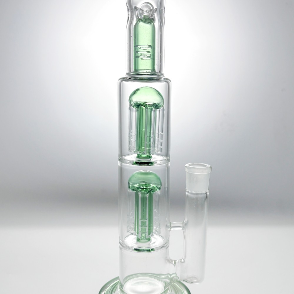 12″ Glass Bong Two Jellyfish Perc Smoking Water Pipe Hookah w/Ash Catcher USA