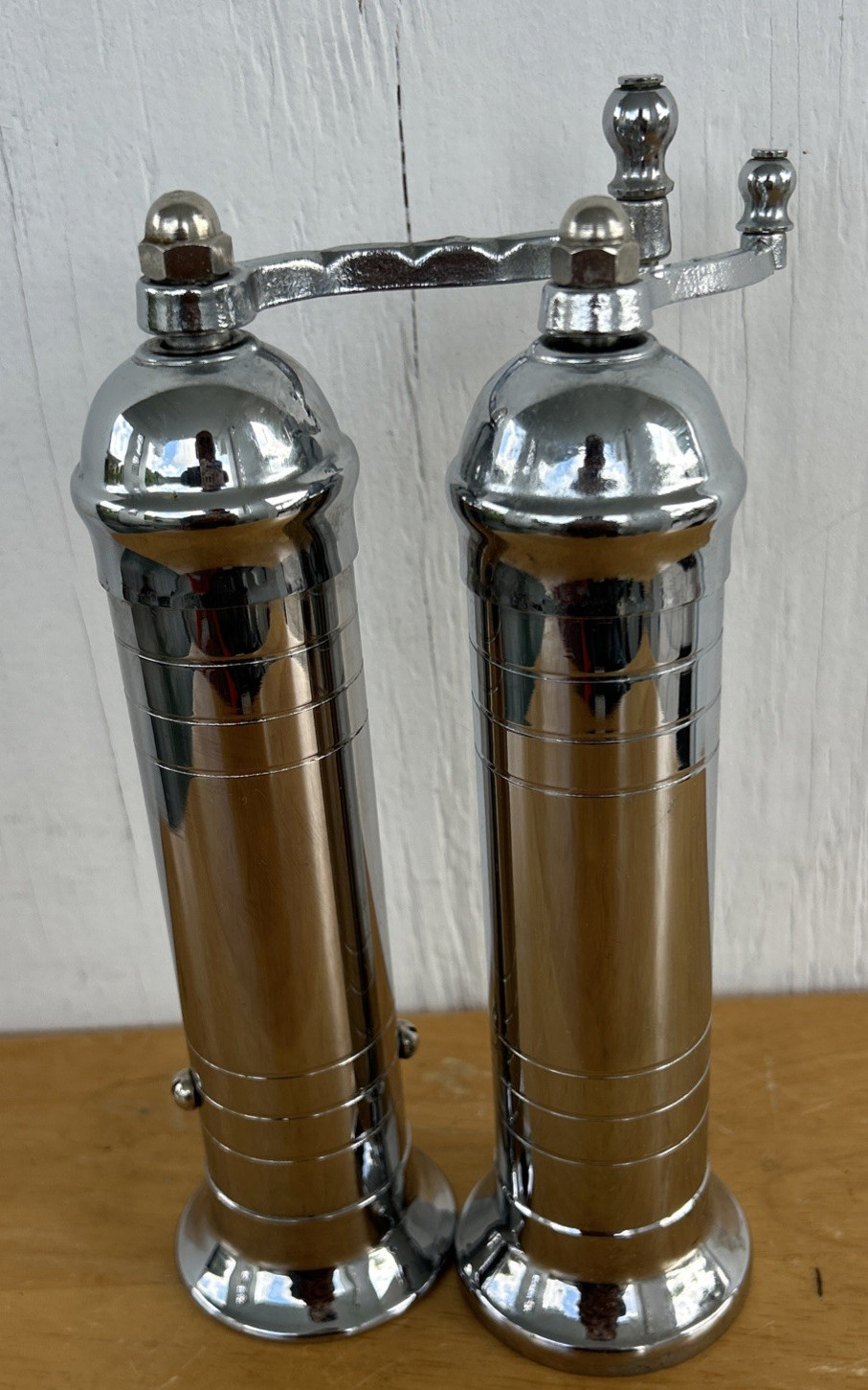 Salt & Pepper Mill Chrome Plated Brass Alexander Premium Greek 8 inch CLEAN