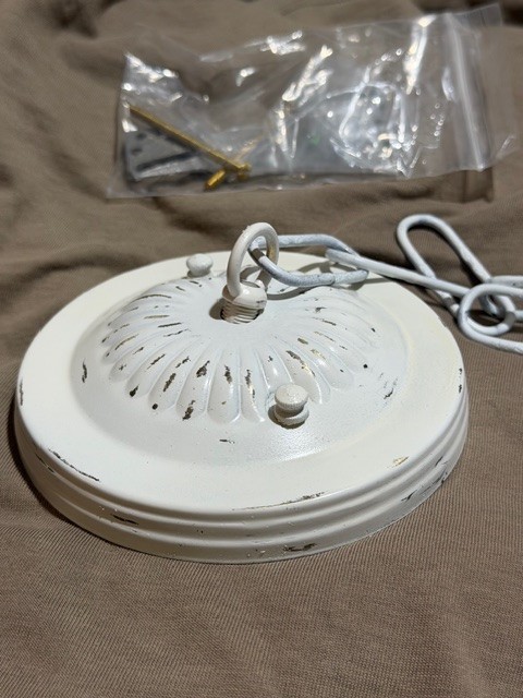 Shabby White Ceiling canopy chain mounting hardware tole lamp chandelier part
