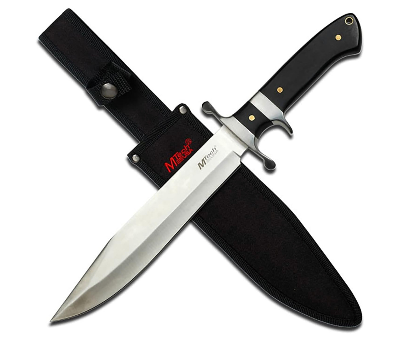 MTech USA Fixed Blade Knife Satin Finish Stainless Steel Blade Black Wood 15 oal