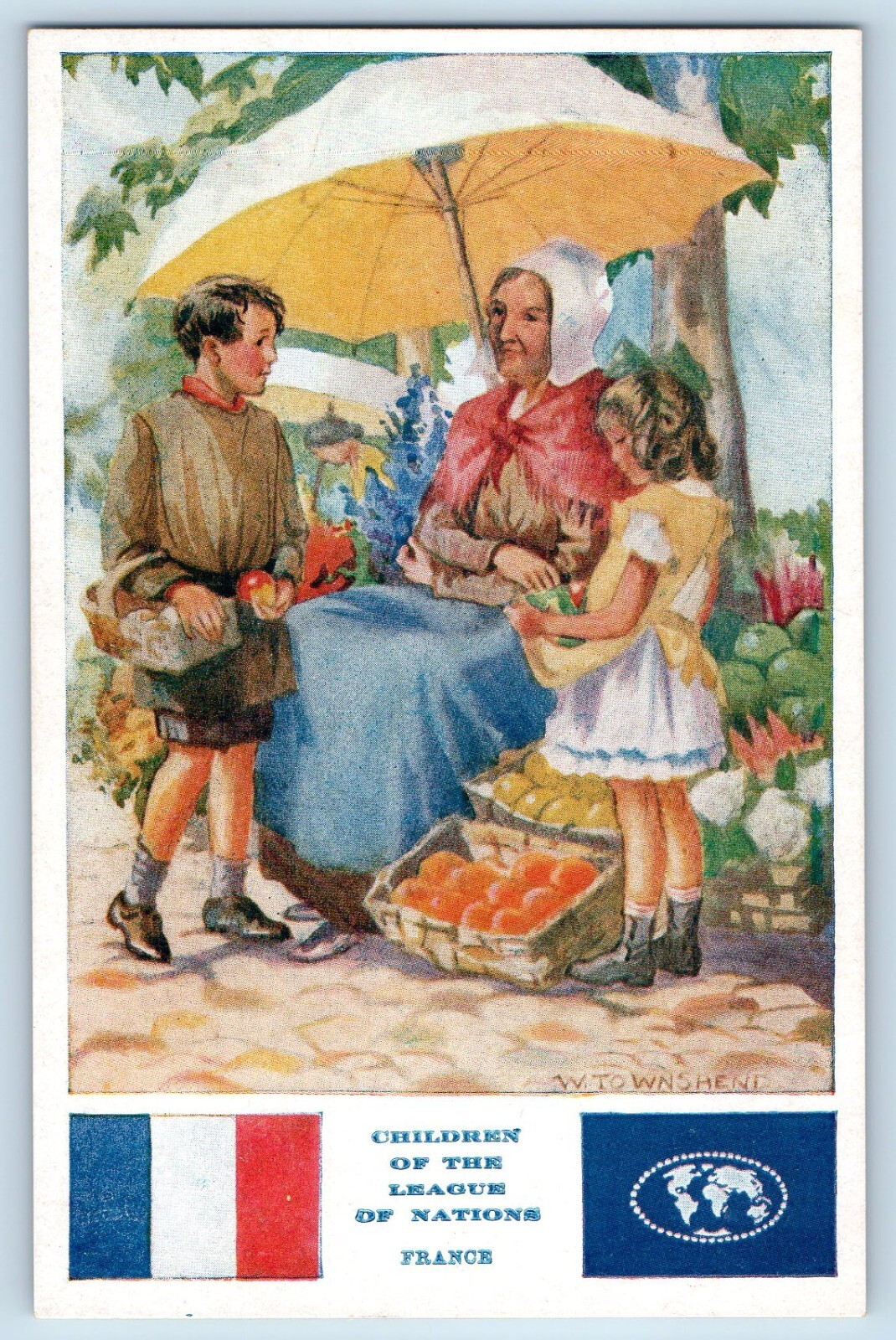 W. Townshend Signed Postcard Children Of The League Of Nations France Tuck 3643