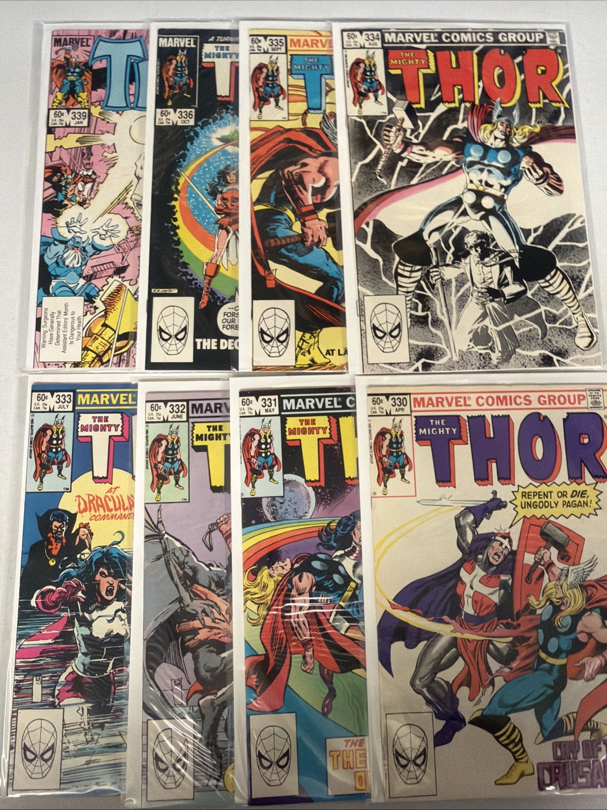The Mighty Thor #330 331 332 333 334 335 336 339 Lot Run Marvel VF *X3