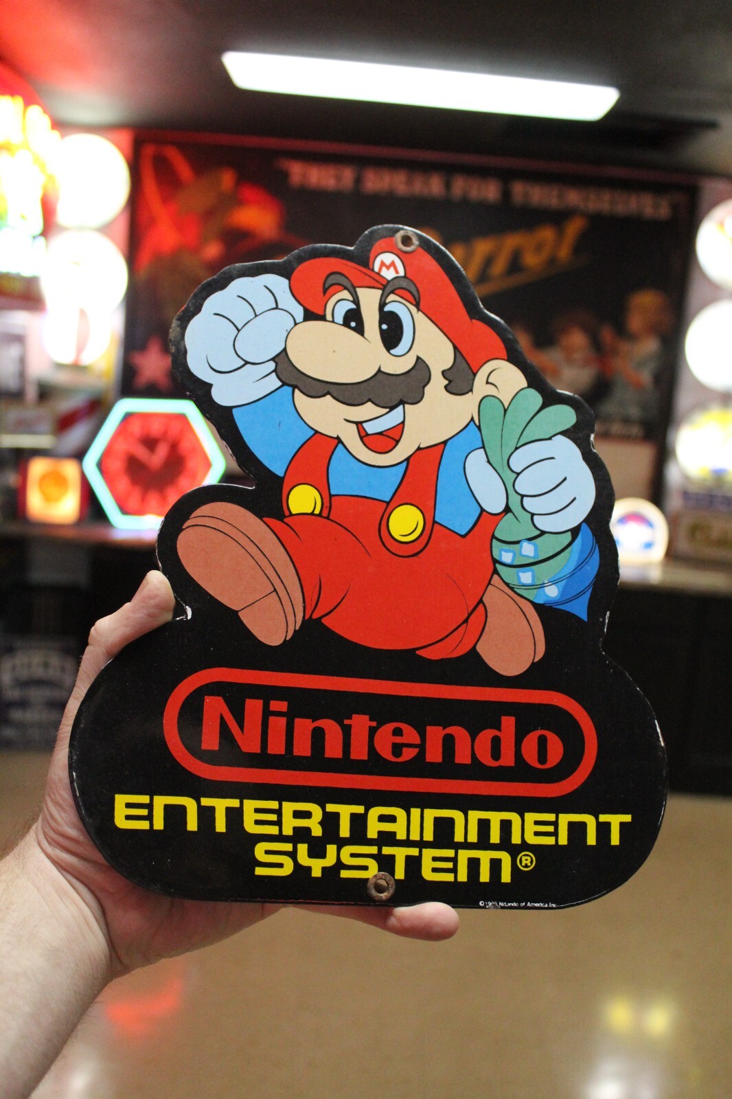 RARE NINTENDO SYSTEM DEALER PORCELAIN METAL SIGN GAMING MARIO KMART NES SNES