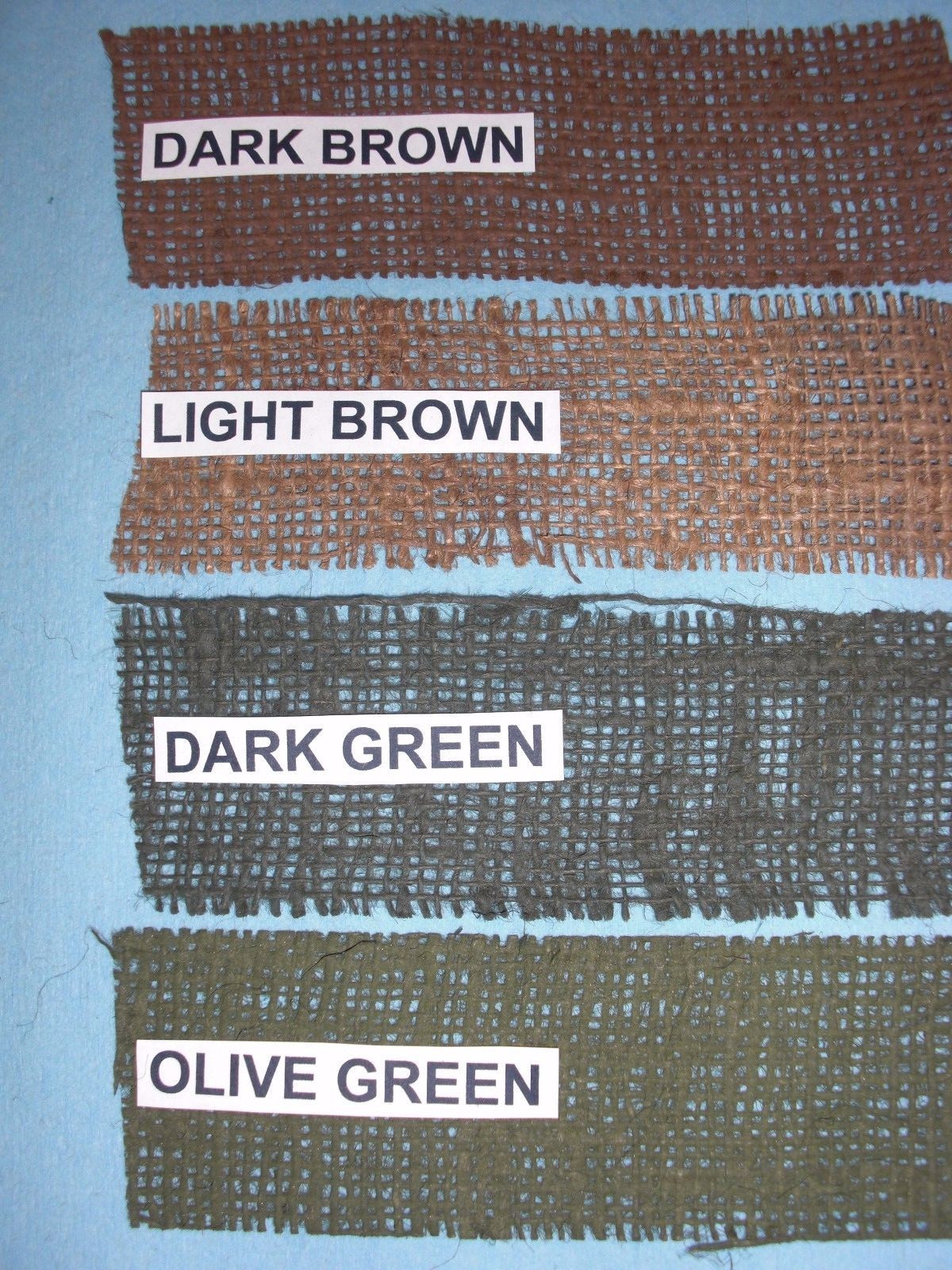 15 ft. ea of Orig. WWII US Army BROWN, OLIVE, & DARK GREEN Camo 2″ Burlap Scrim