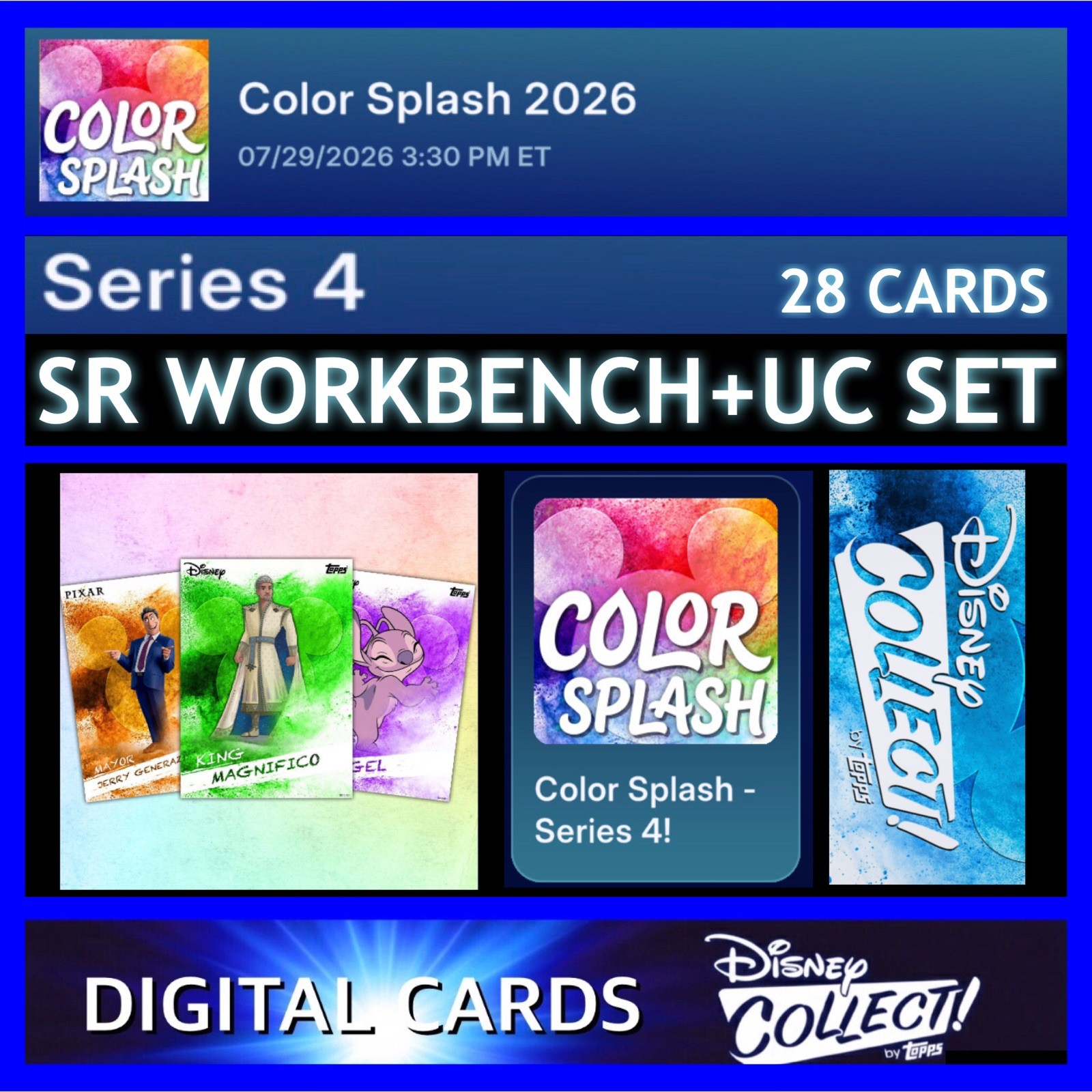 SERIES 4 COLOR SPLASH 2026 SR CRAFT+UC 28 CARD SET-TOPPS DISNEY COLLECT