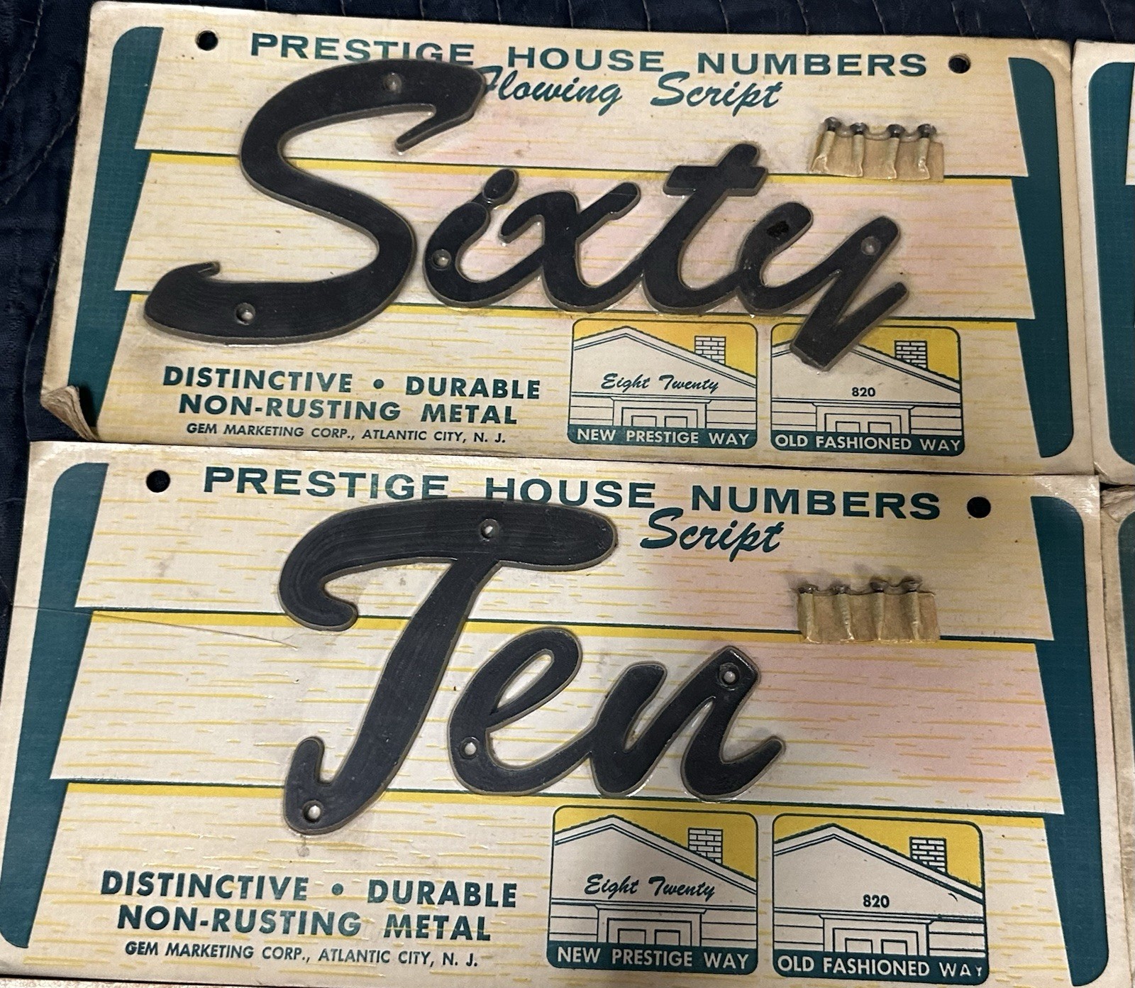 NOS Metal Mid Century Modern MCM Flowing Script Style House Address Numbers Lot