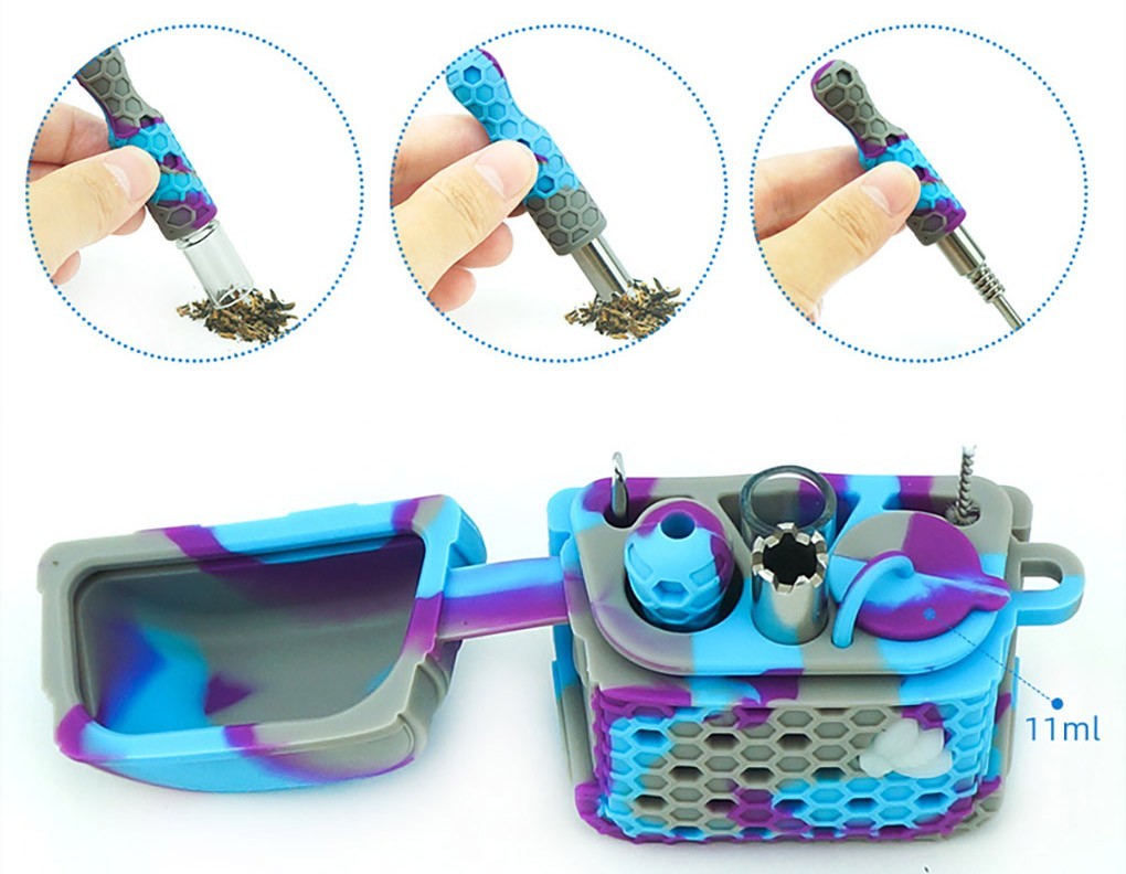 KUVIS Silicone Honey Straw Titanium Kit with 3 Functions