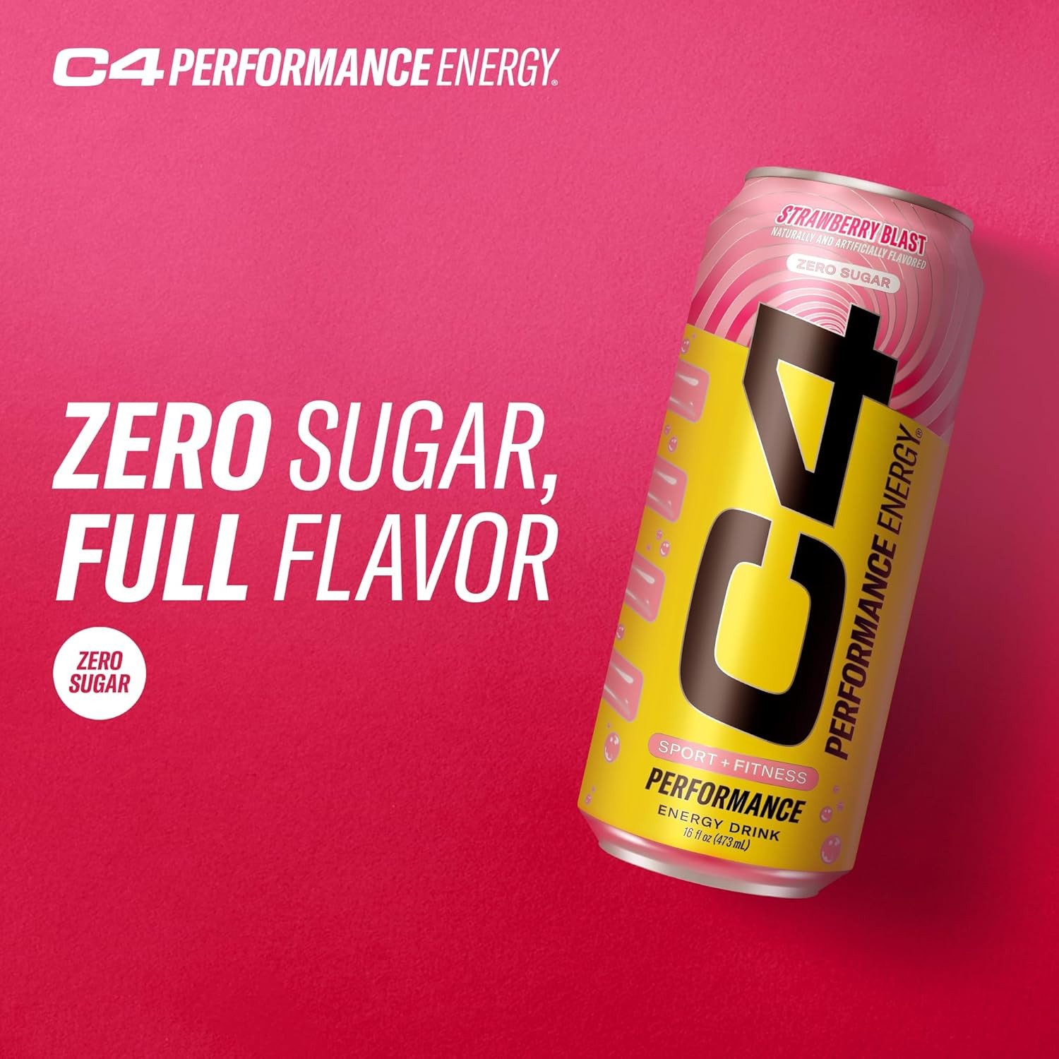 C4 Performance Energy Drink | STARBURST Strawberry | Zero Sugar Carbonated Prew