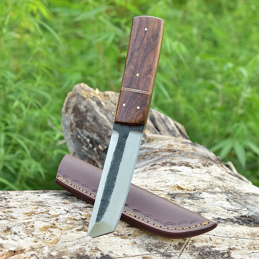 Handmade Fixed Blade Japanese Tanto Tactical Camping Knife Samurai With Sheath