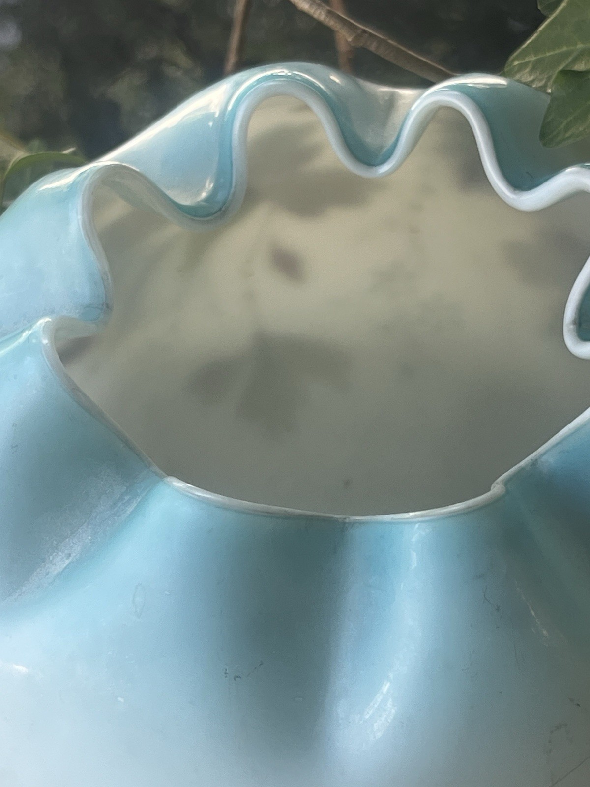 Blue White Antique Bohemian Rose Bowl Vase Hand Painted Flowers