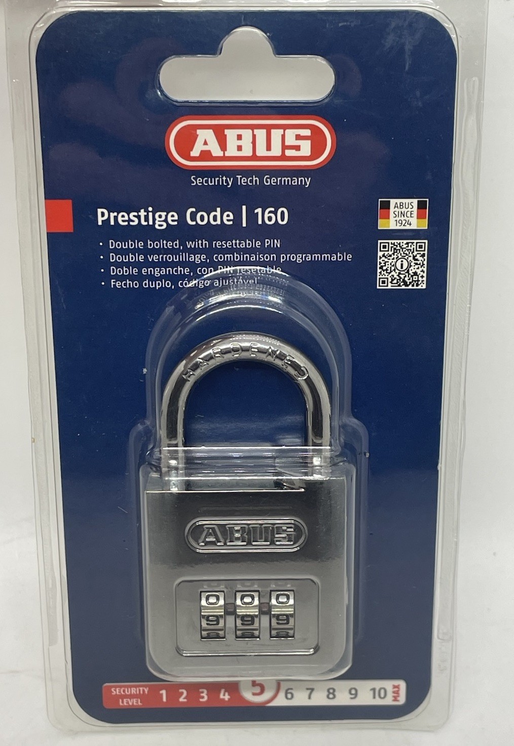ABUS Prestige Code 160/40 3-dial Combination Padlock Silver **NEW SEALED**