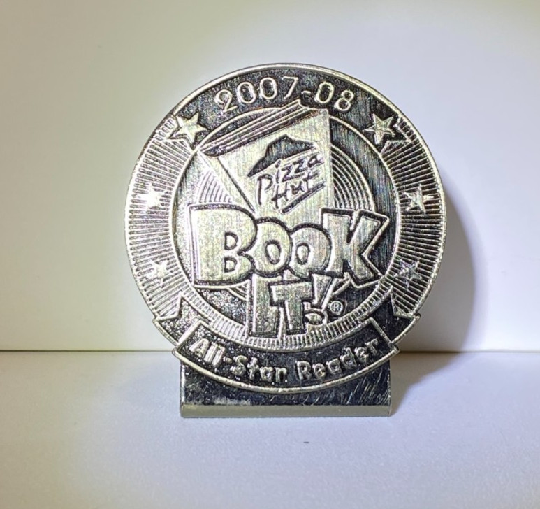 BOOK IT “All Star Reader” PIZZA HUT “Metal” 3″ Stand Alone AWARD “Sealed”