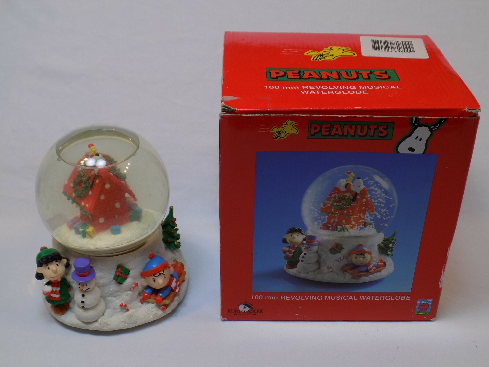 Peanuts Christmas Waterglobe Snowglobe Lucy Snoopy Kurt Adler Woodstock NO Music
