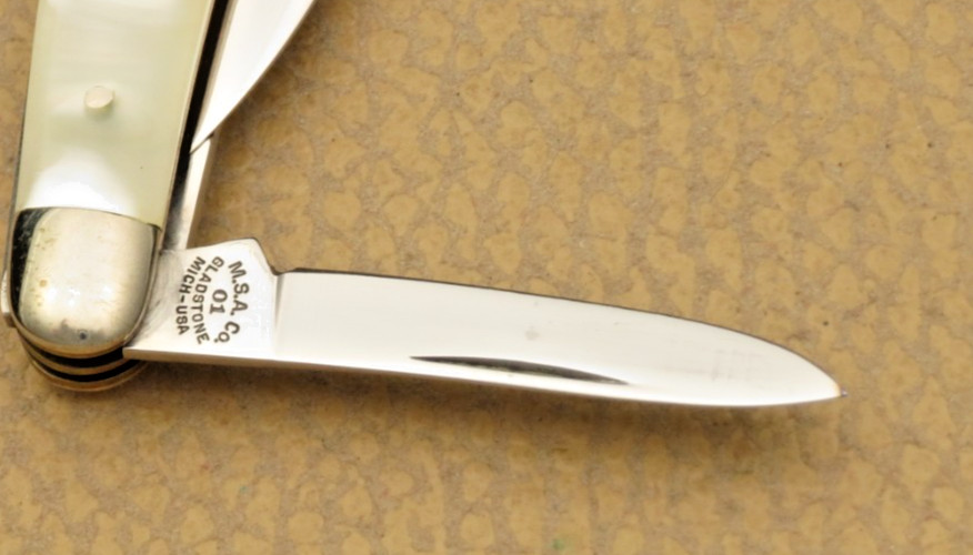 MARBLES USA by Queen Cutlery Wharncliffe Whittler Knife Cracked Ice Handles MINT