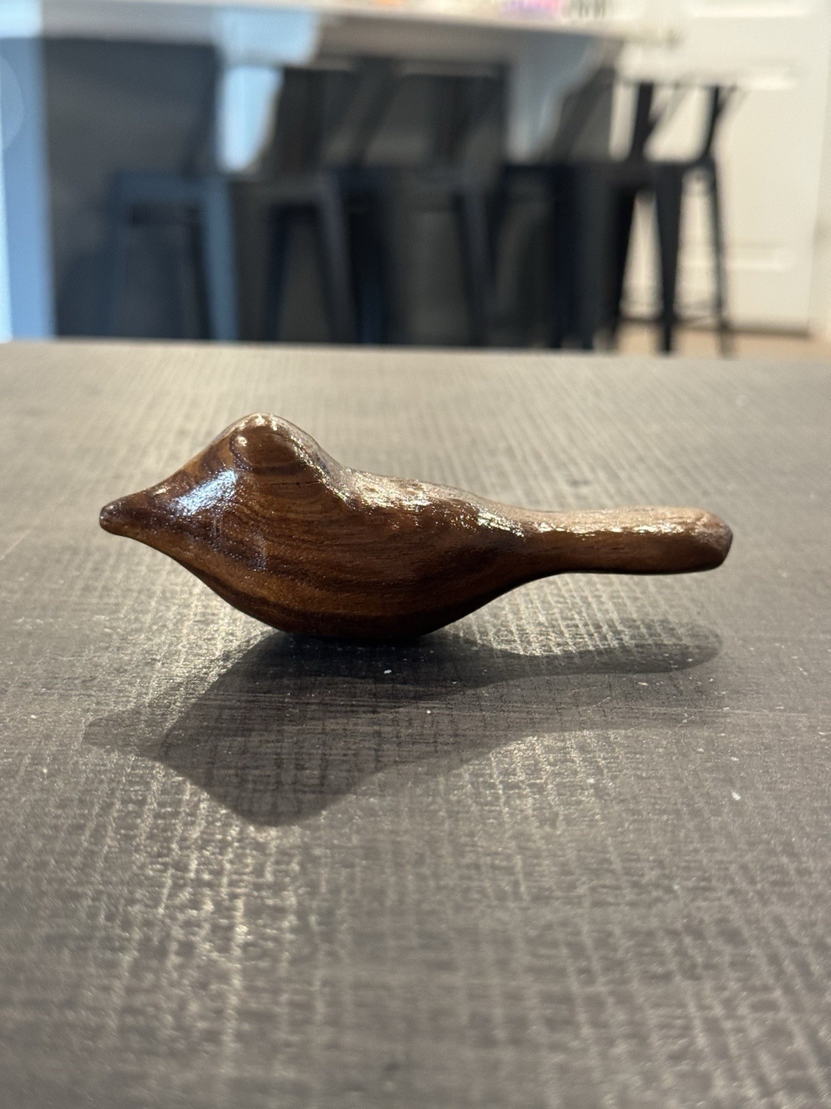 Vintage Hand Carved Wooden Bird Figurine Mid Century Modern Wood Sculpture Small