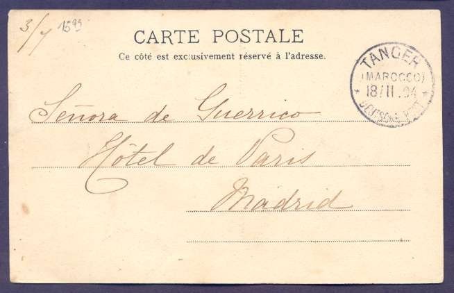 1904 Tangier Morocco Postcard Arab Merchant Mailed To Madrid Spain Rare Cancel