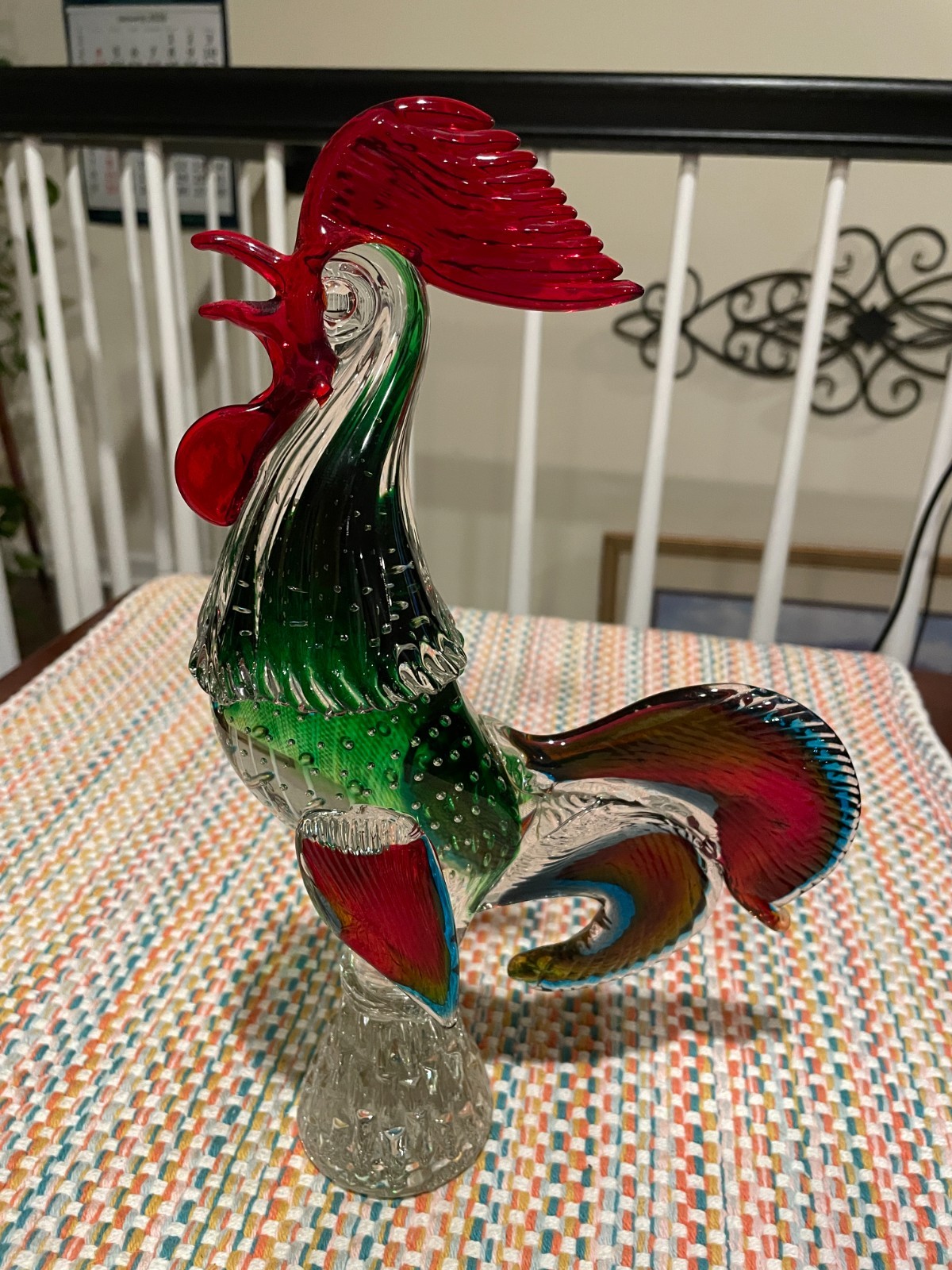 DEFECTIVE Rooster Vintage Hand Blown Murano Glass Italy 12 Tall Beautifu G3D