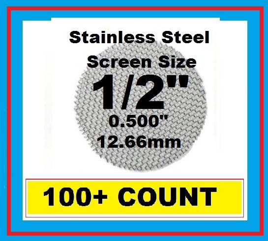 100+ Stainless Steel PIPE SCREENS .500″ (1/2″) 12.7mm HIGHEST QUALITY USA MADE!!
