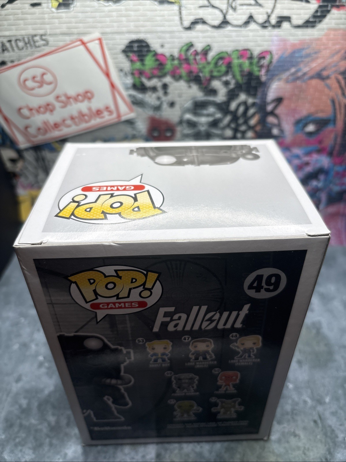 Funko POP! Fallout Power Armor Black & White #49 EB Games Exclusive DAMAGED