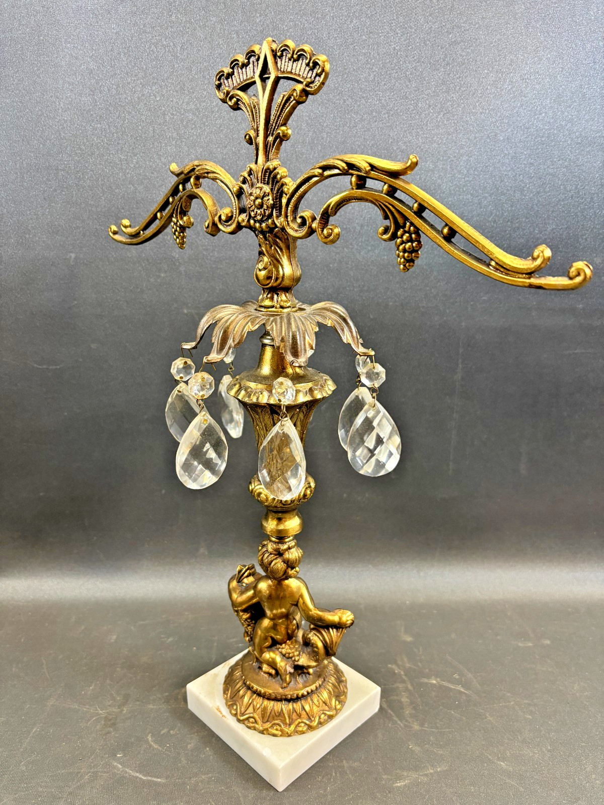 Ornate Scale Of Justice Brass Prism Marble Base Hollywood Regency Vintage 22″