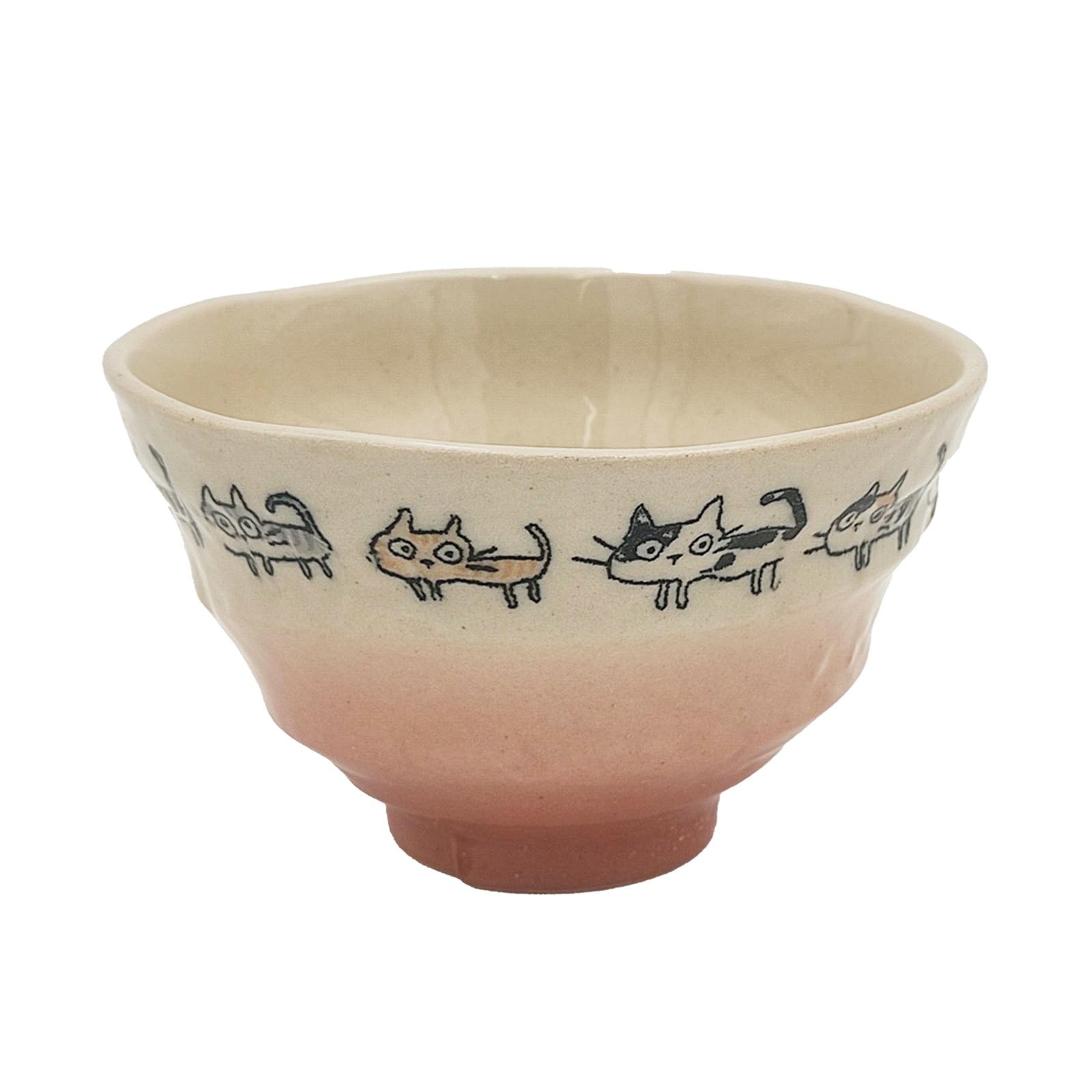 Ichikyu Rice Bowl 4.6in (11.7cm) Stray Cat vermilion Mino Ware Made in Japan