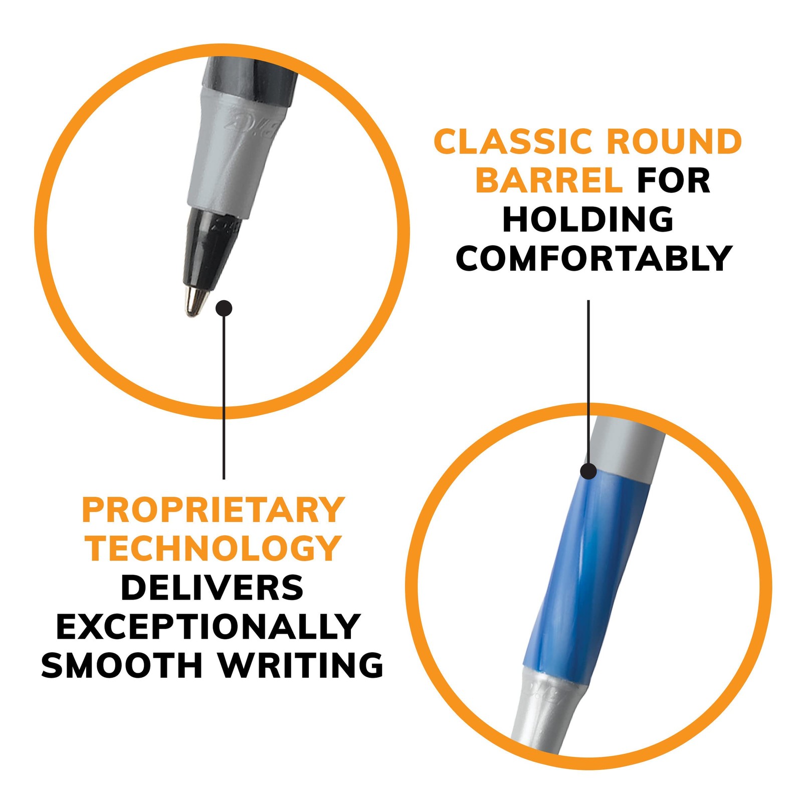 BIC Round Stic Grip Xtra Comfort Blue Ballpoint 36 Count (Pack of 1),