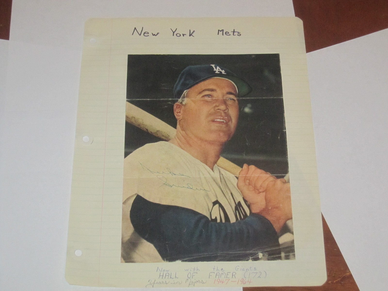 Duke Snider autographed Newspaper Photo 8×6 Inches