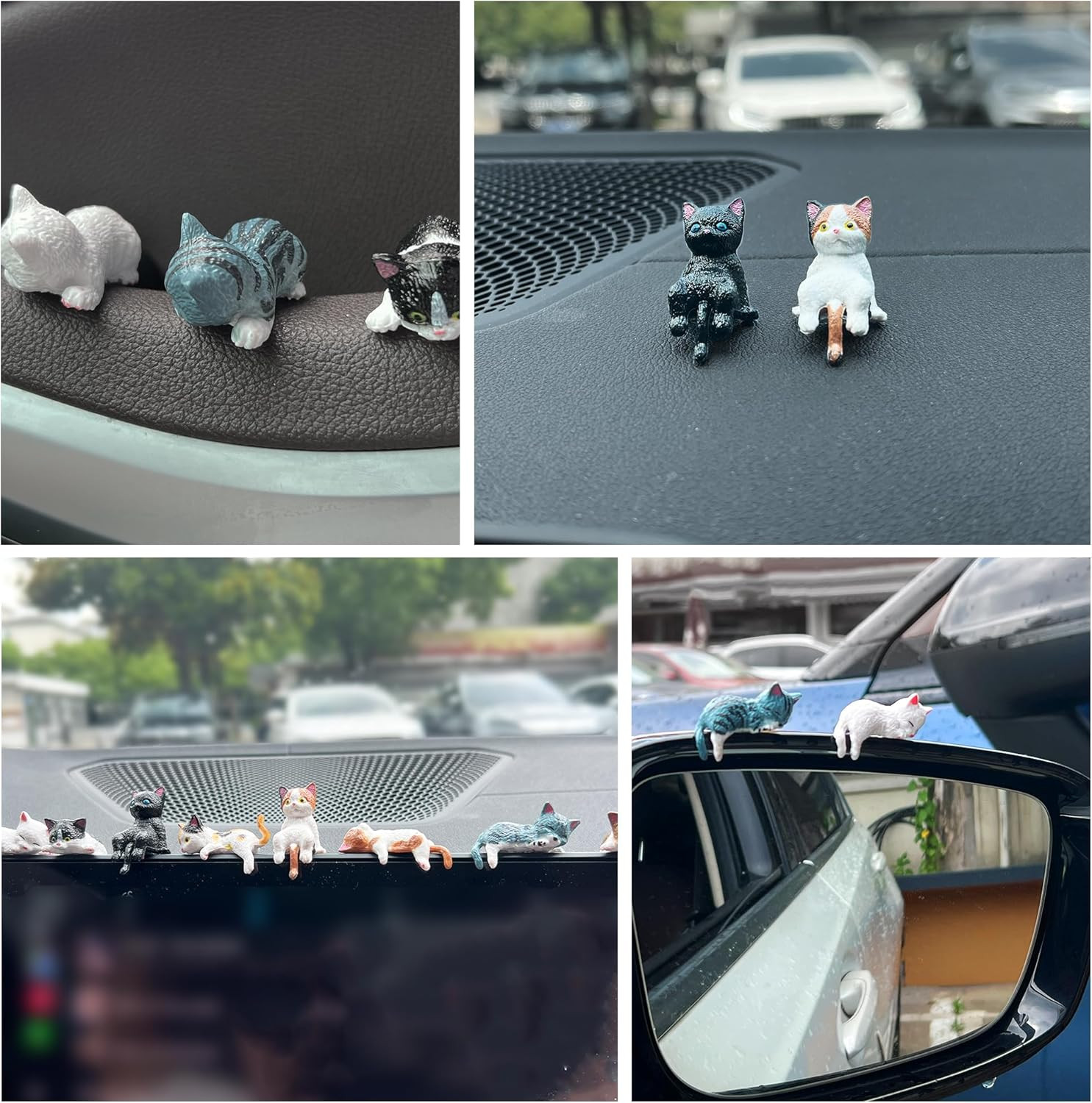 8 Pcs Mini Cat Figurines,Tiny Desk Cats for Computer Monitor, Shelves,Car Das…