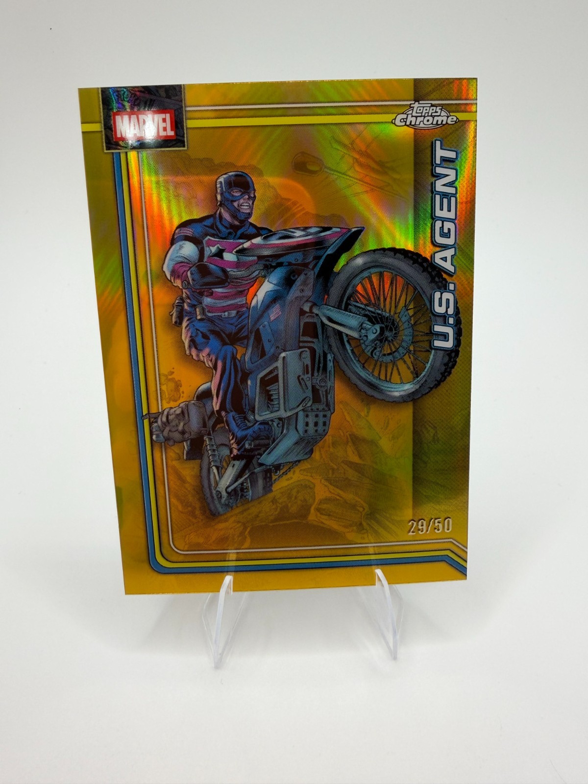 2026 Topps Chrome Marvel U.S. Agent /50 Gold Refractor #182