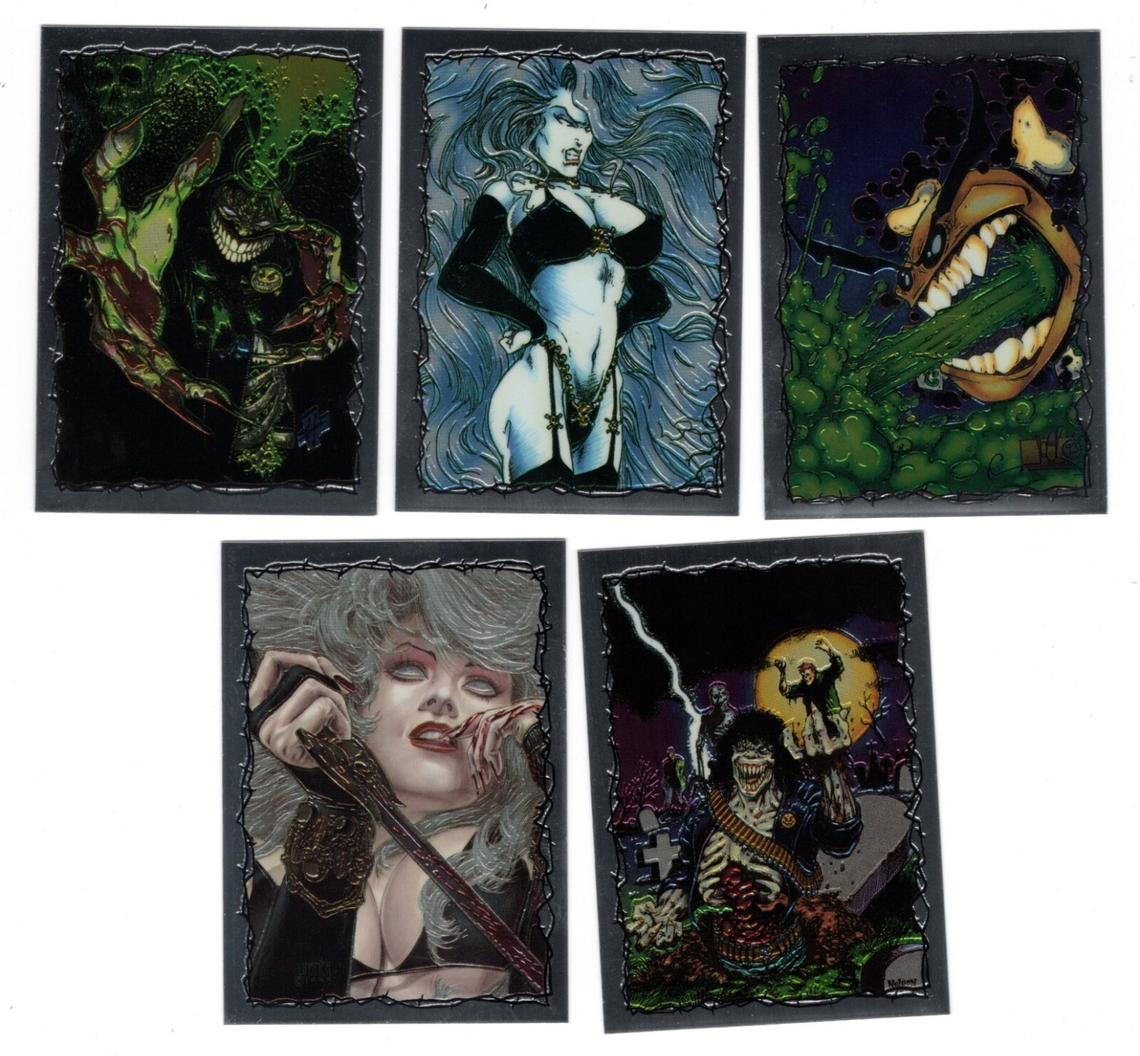 1993 KROME PRODUCTIONS EVIL ERNIE 1 CHROMIUM 5-CARD INSERT SET NM/MINT