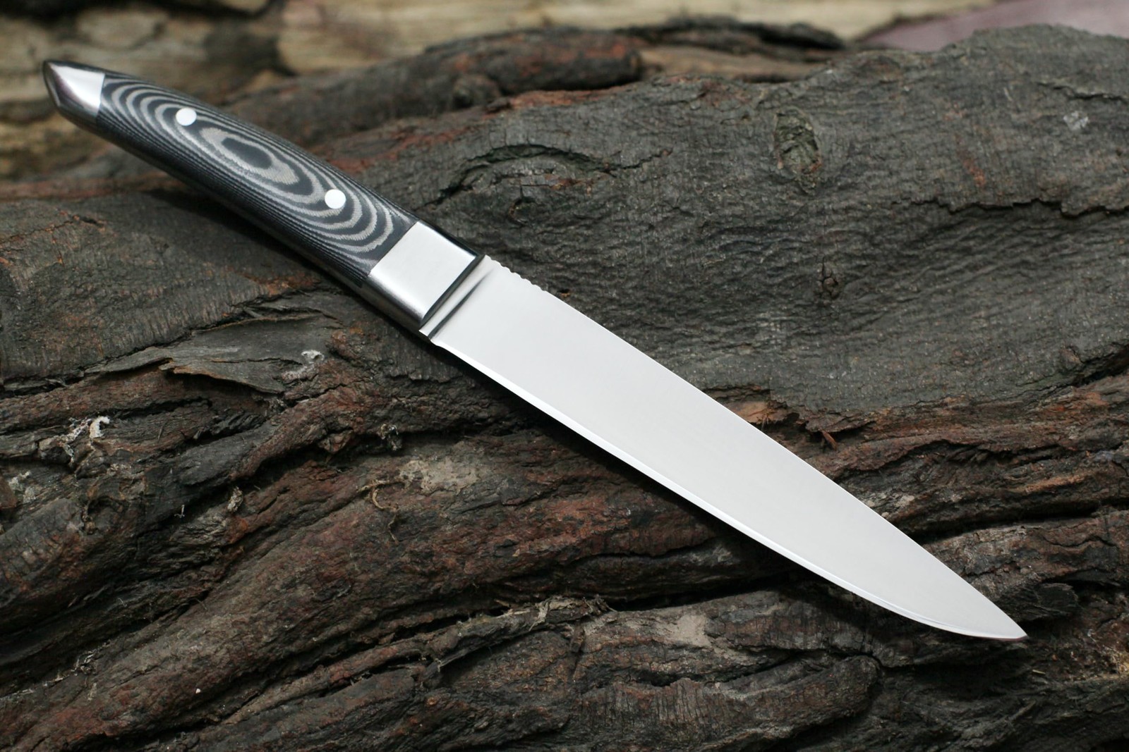 GCS Handmade D2 Steel Chef Knife Black And White Micarta Handle