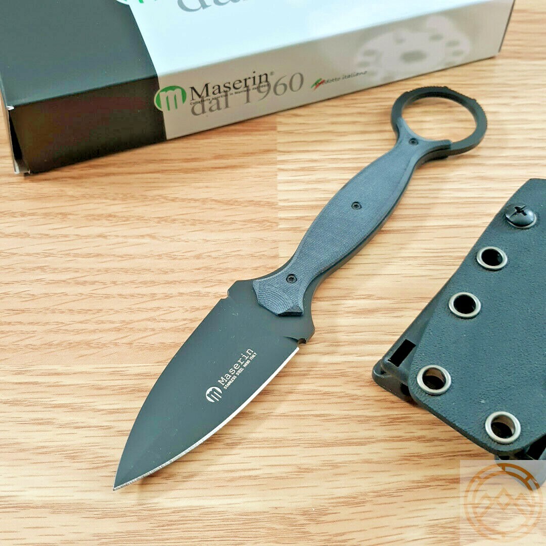 Maserin Fixed Neck Knife 2.75″ Bohler N690 Steel Spear Point Blade G10 Handle