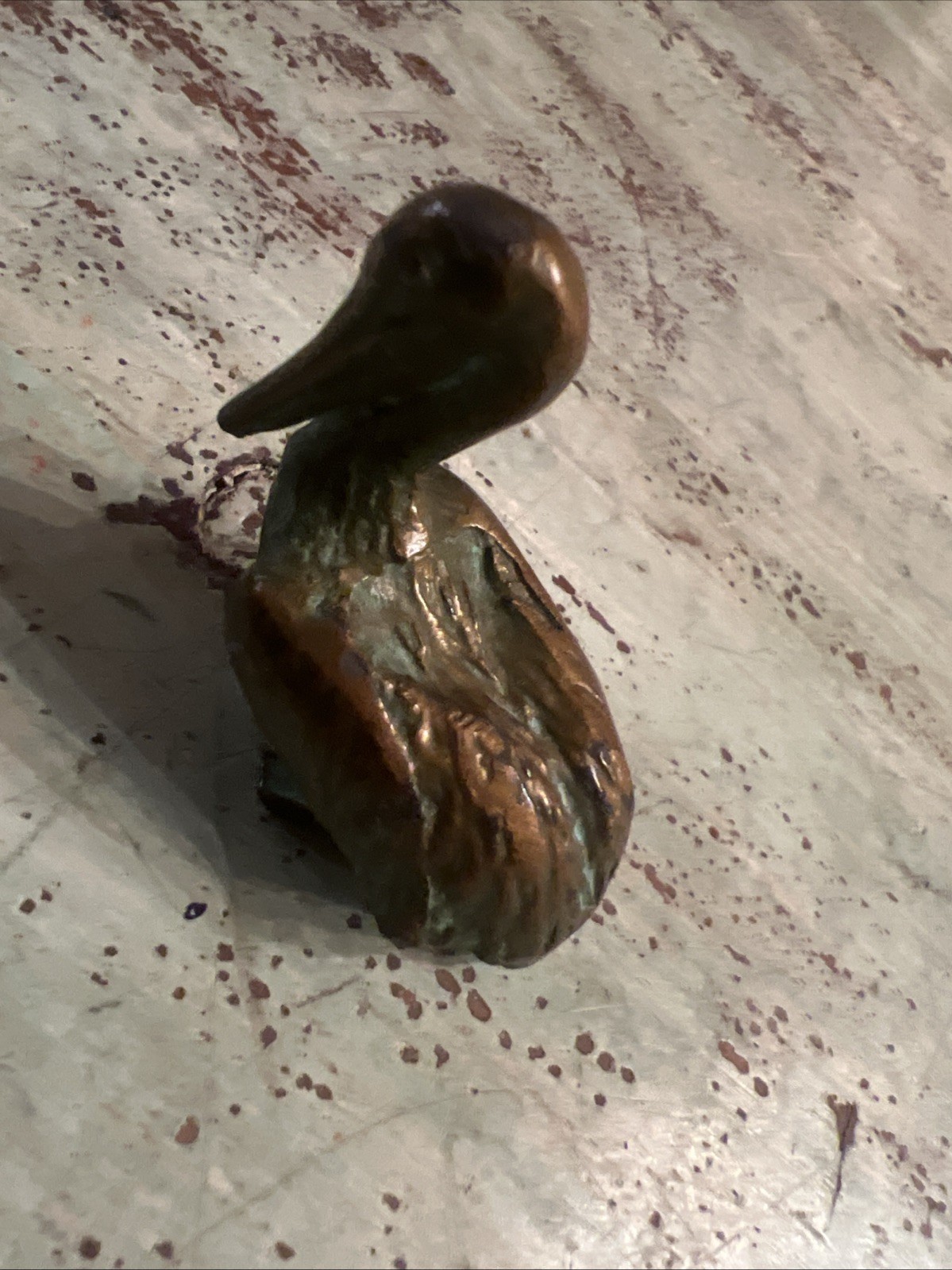 Vintage Solid Bronze With Patina Pelican Sculpture Paperweight