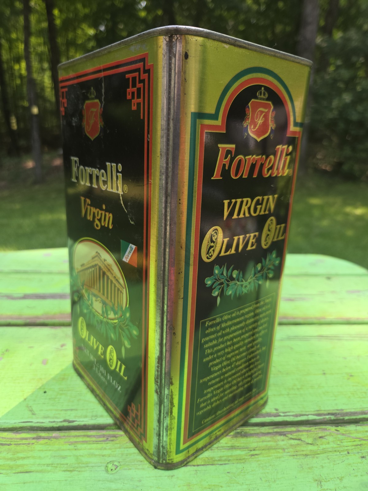 Vintage Forrelli Virgin Olive Oil Tin FREE SHIPPING