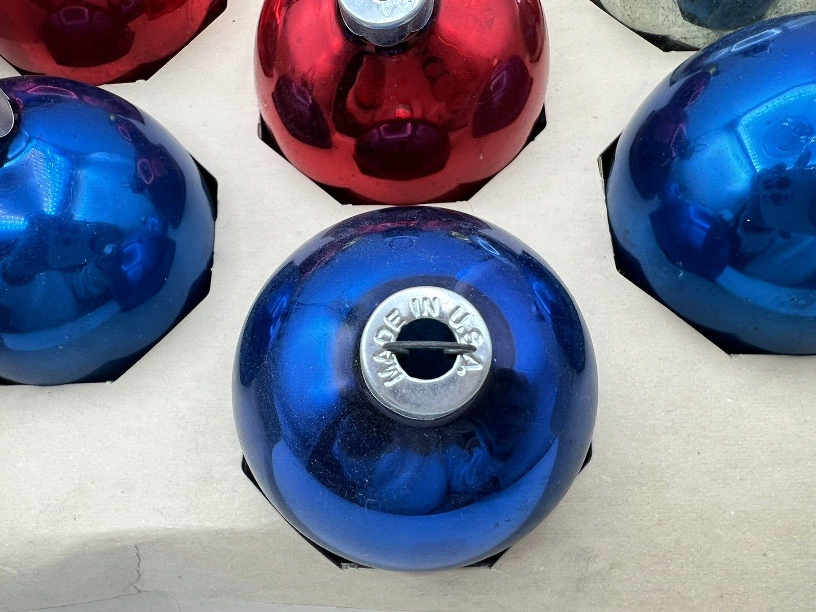 Vintage Noelle Glass Christmas Ornaments 20 Pcs Gold Red Blue 2 1/4 inches