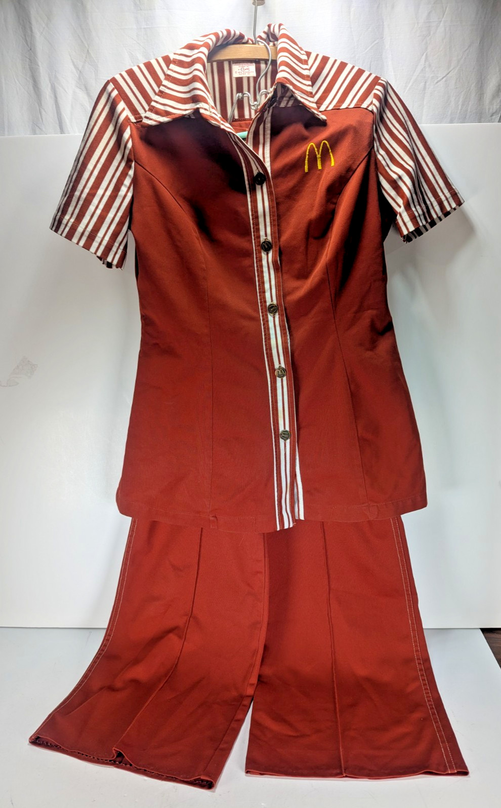 1976 McDonalds Restaurant Employee Rust/Brown Uniform Women’s Sz 10 Top & Pants